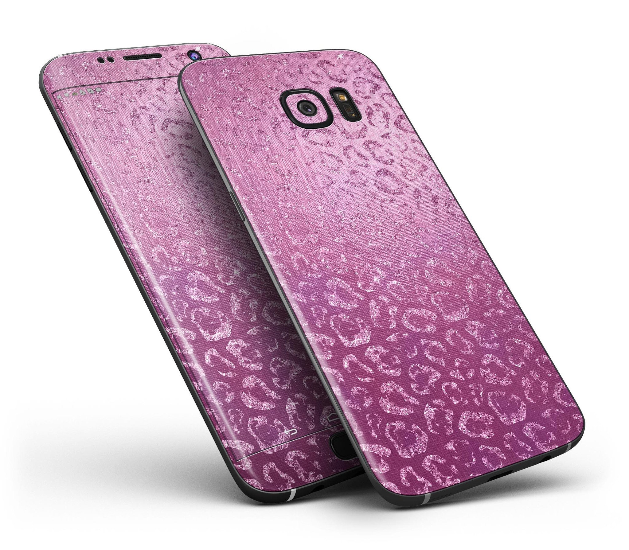 Glamorous Pink Cheetah Print Full Body Skin-Kit for Samsung Galaxy S7 and S7 Edge, showcasing vibrant colors and stylish design.