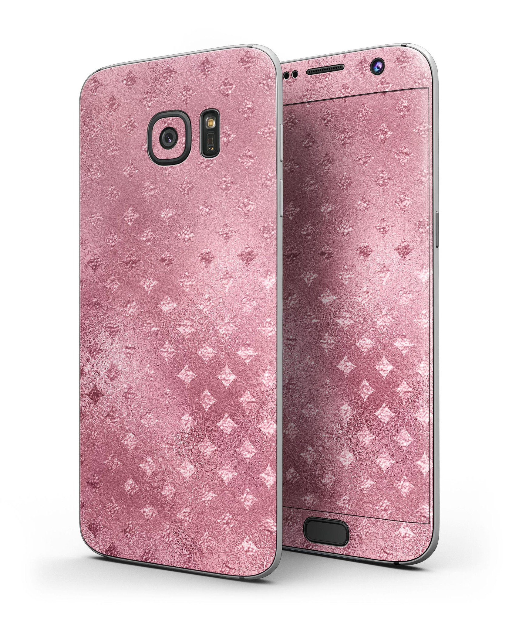 Glamorous Pink Micro Diamonds skin for Samsung Galaxy S7/S7 Edge, showcasing a stylish design with full-body coverage.