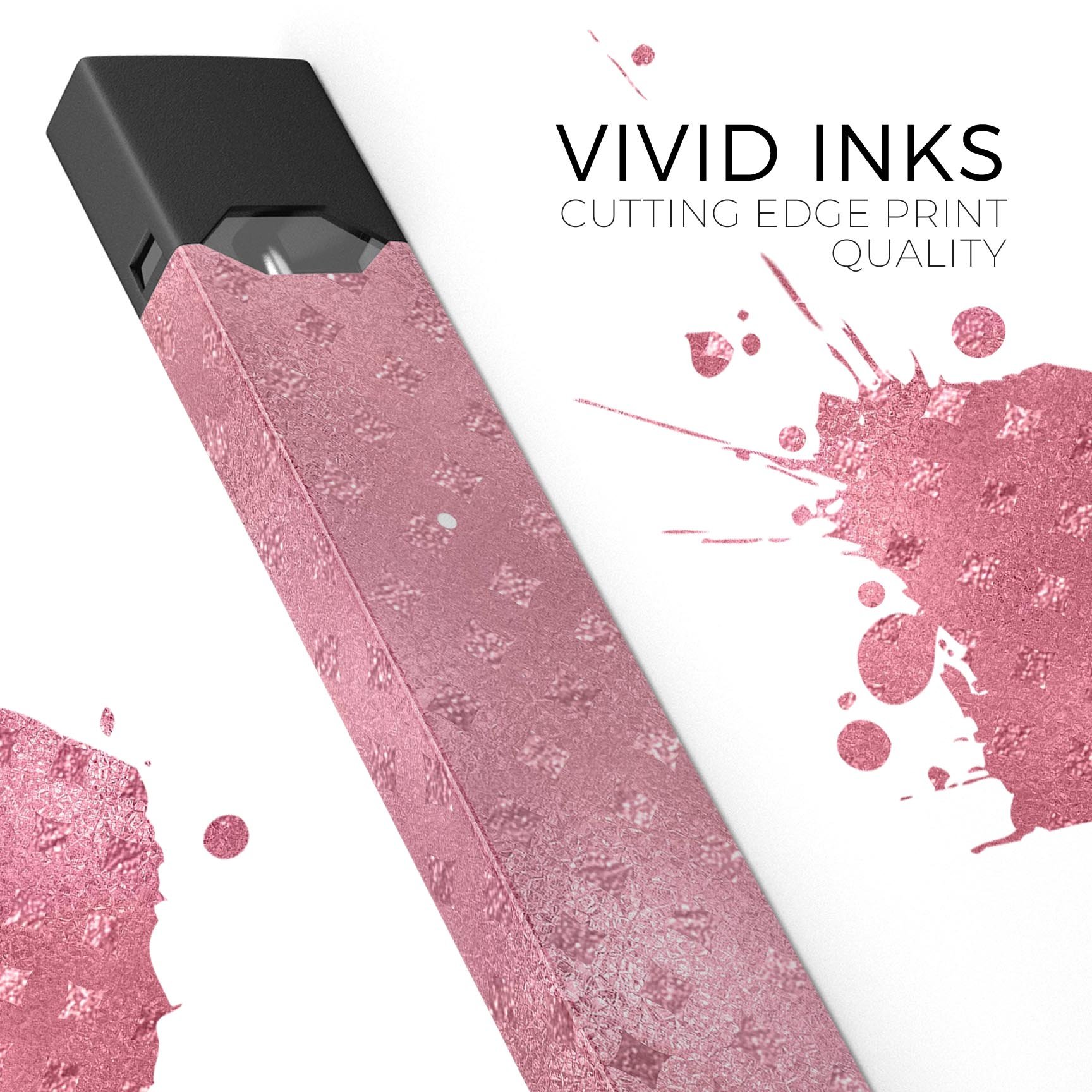 Glamorous Pink Micro Diamonds skin-wrap for JUUL device, showcasing its stylish design and protective features.