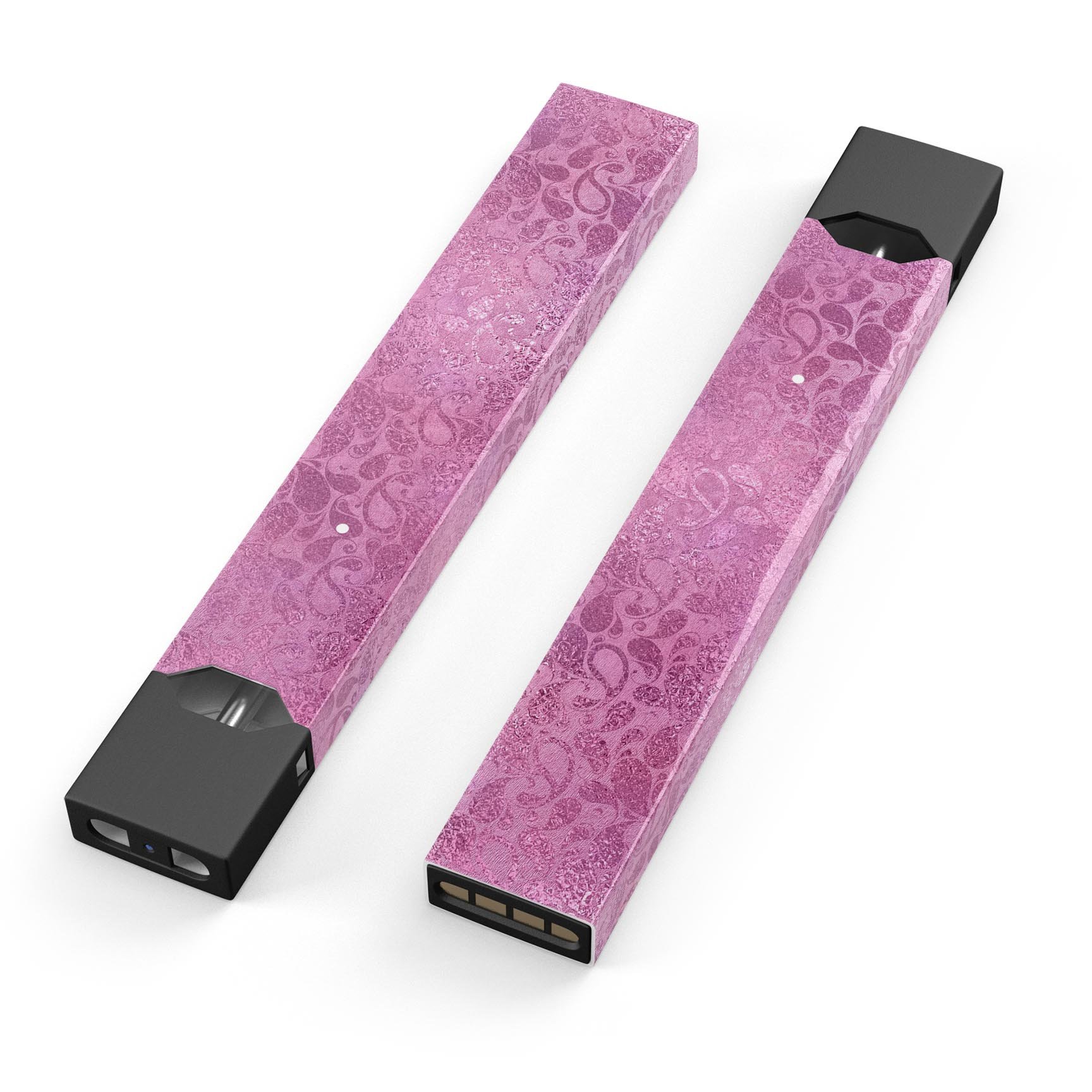 Glamorous Pink Paisley Pattern skin-wrap for JUUL vaping device, showcasing vibrant colors and intricate design.