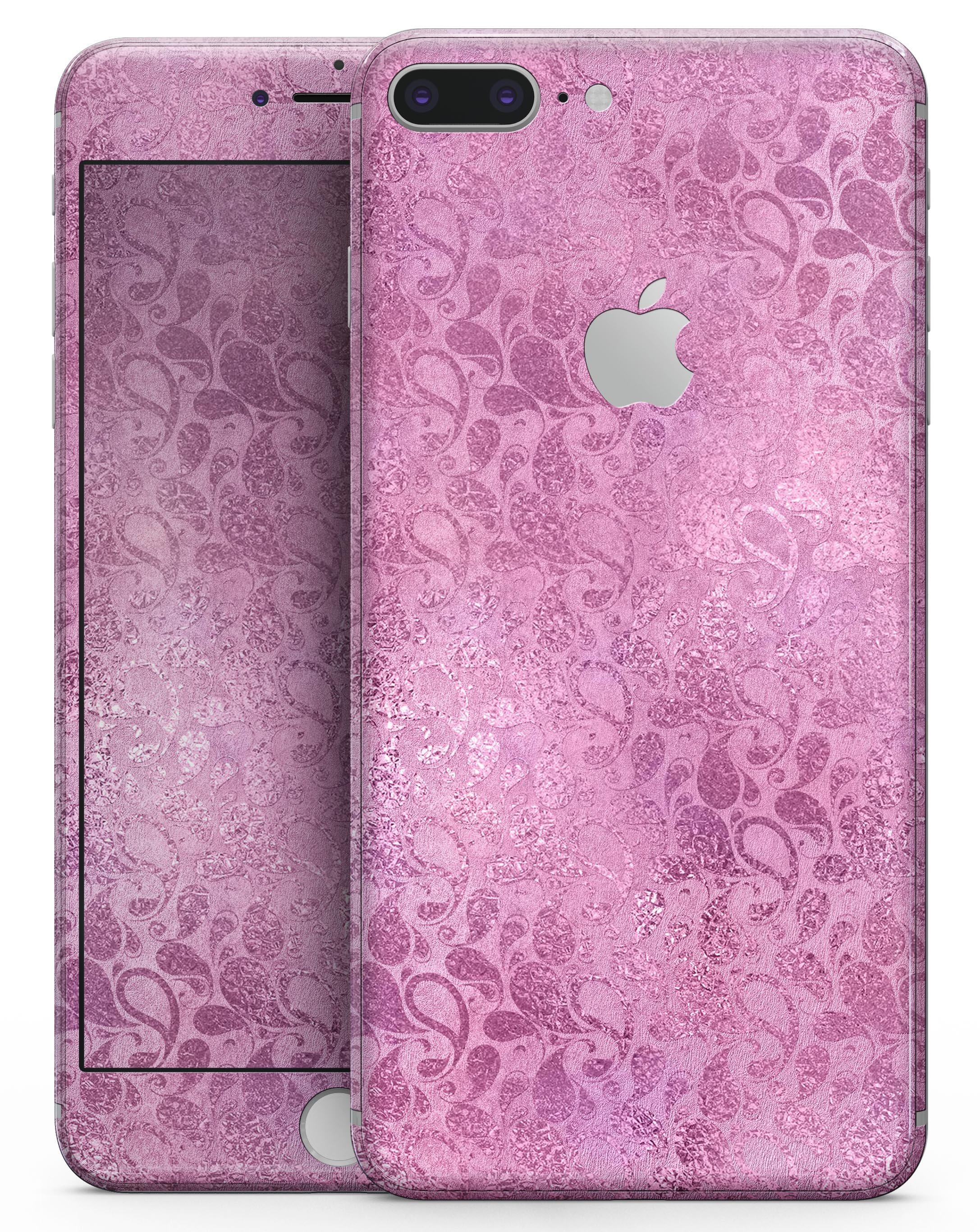 Glamorous Pink Paisley Pattern skin for iPhone 8 and 8 Plus, showcasing vibrant colors and intricate design.
