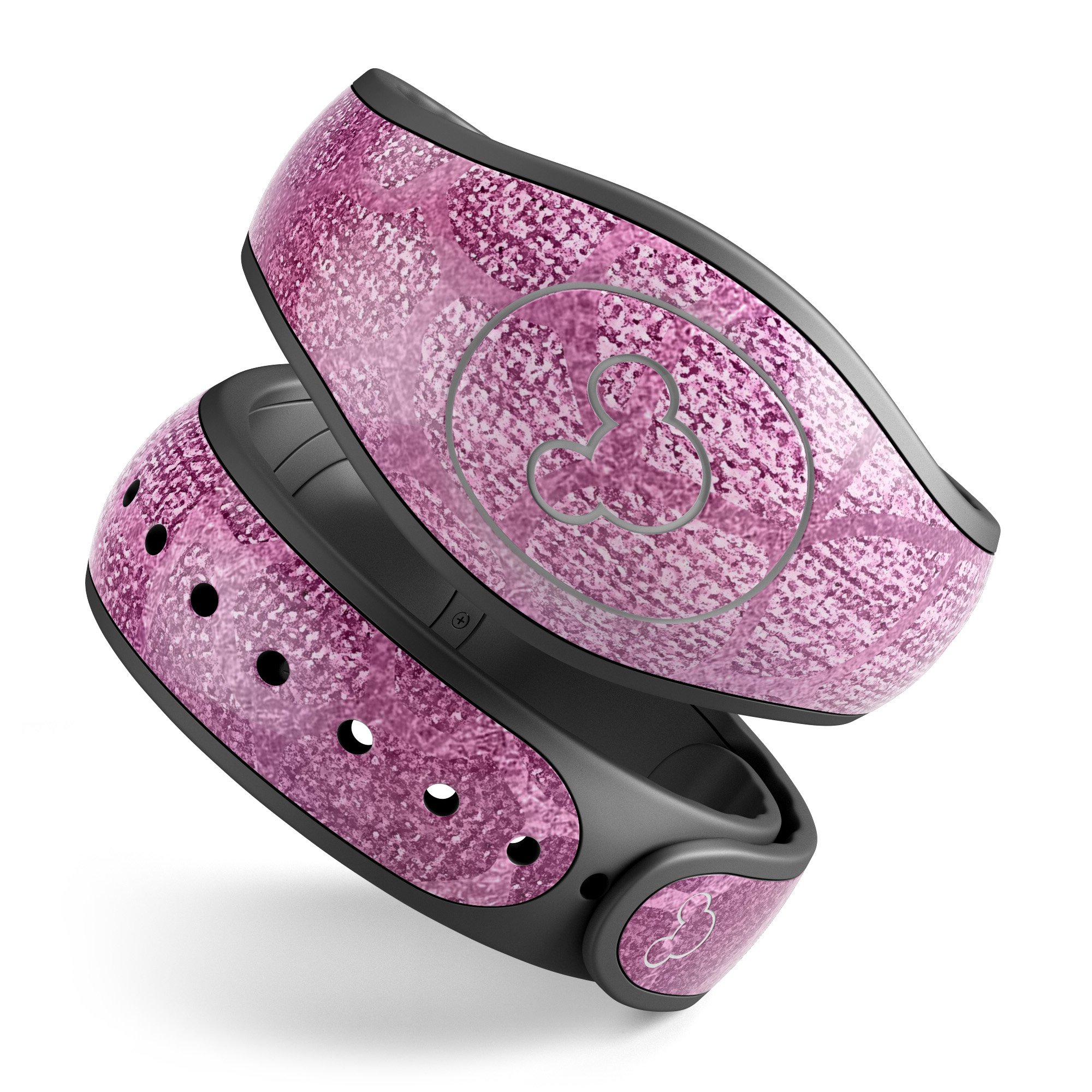 Glamorous Pink Scales decal skin wrap kit for Disney Magic Band, showcasing vibrant pink scales design and high-quality finish.