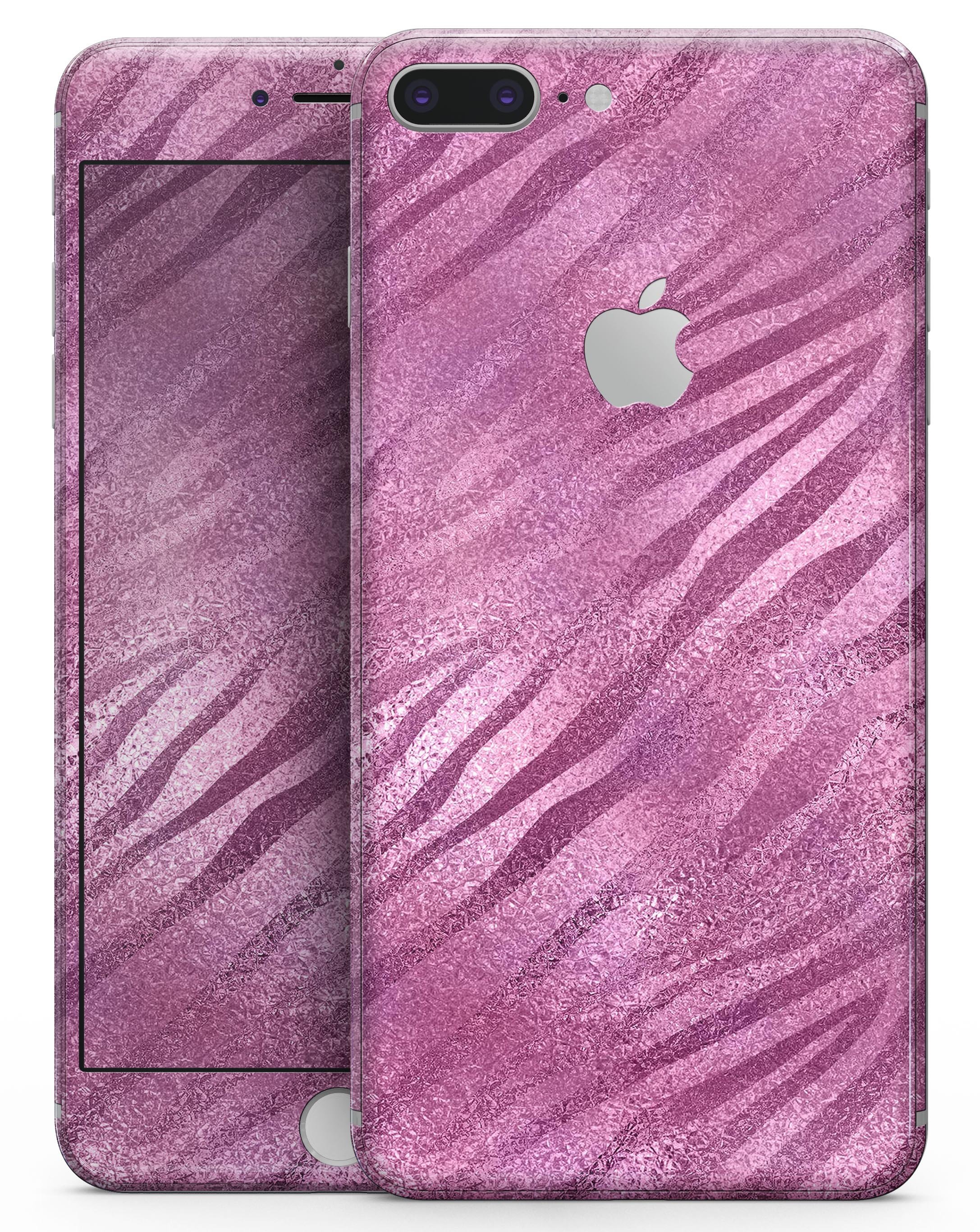 Glamorous Pink Toned Zebra skin for iPhone 8 or 8 Plus, showcasing vibrant pink zebra pattern on a sleek device.