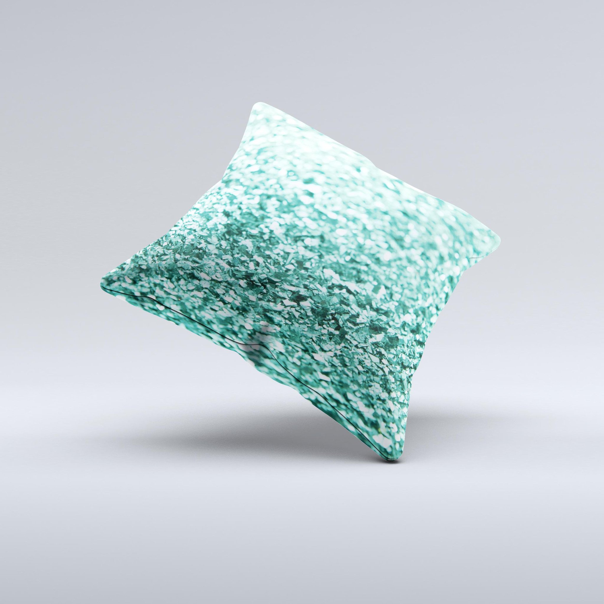 Glimmer Green Ink-Fuzed Decorative Throw Pillow showcasing unique handcrafted design and high-quality fabric.