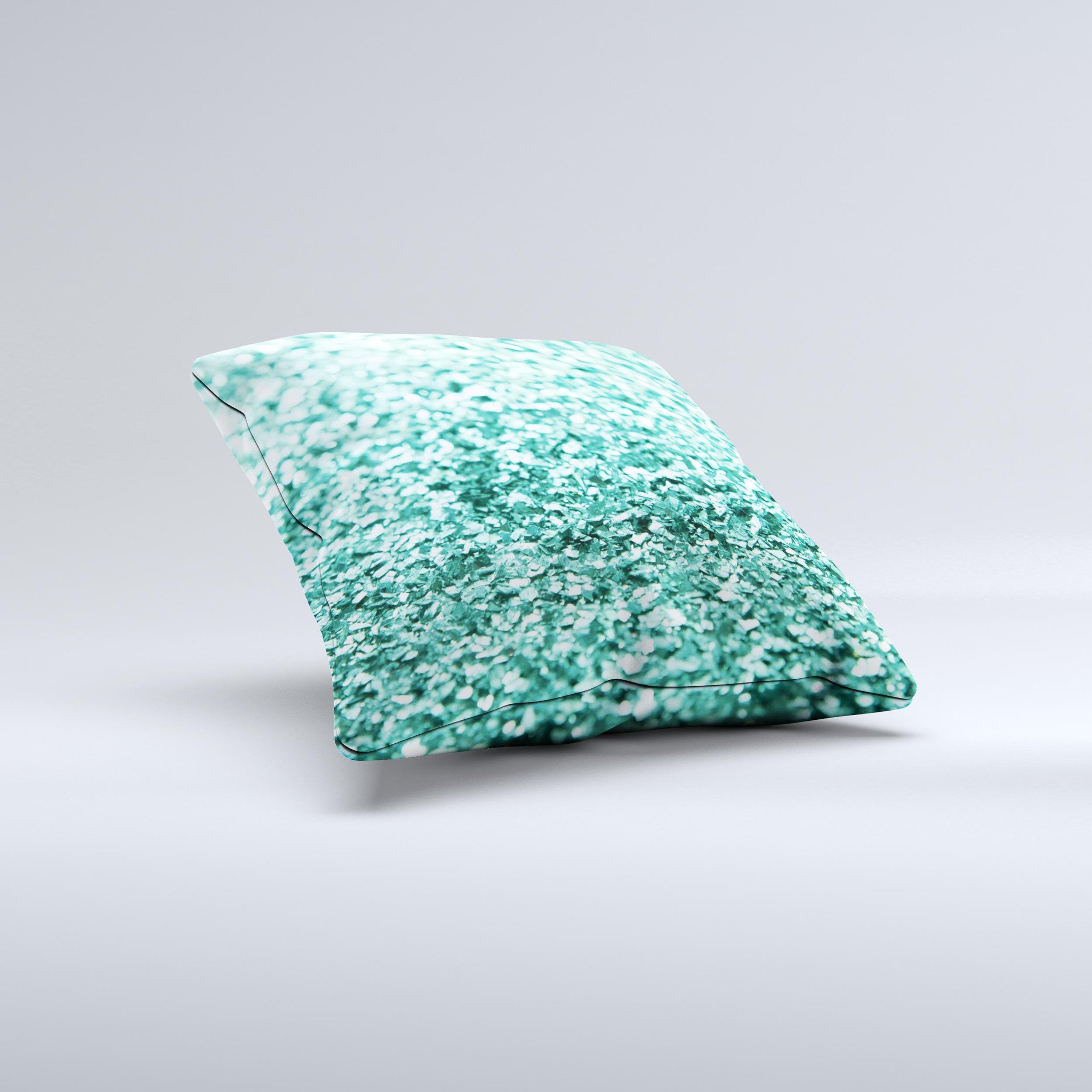 Glimmer Green Ink-Fuzed Decorative Throw Pillow showcasing unique handcrafted design and high-quality fabric.