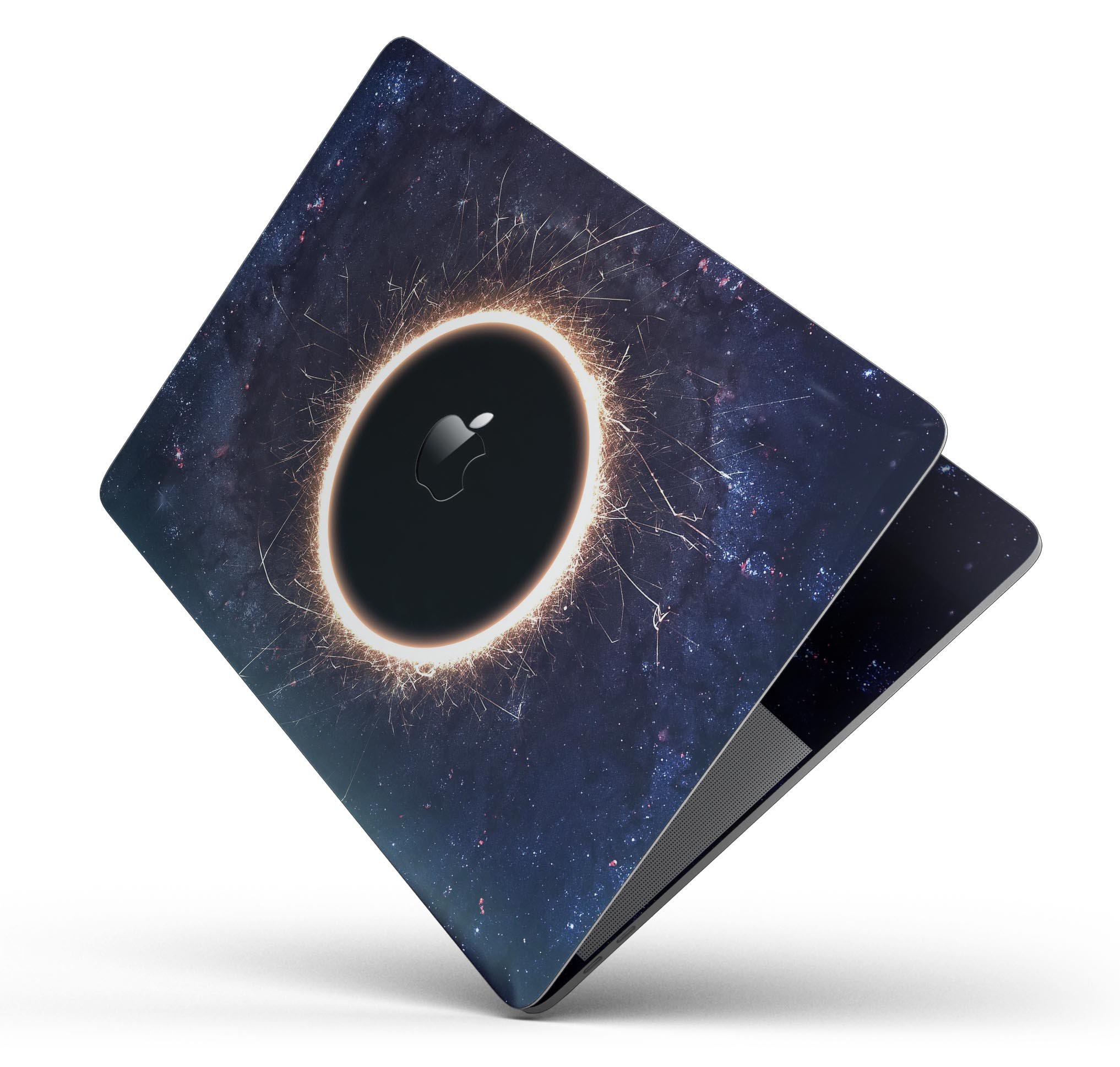 Glowing Black Hole Skin Decal Wrap Kit for Apple MacBook, showcasing a vibrant design with a snug fit.