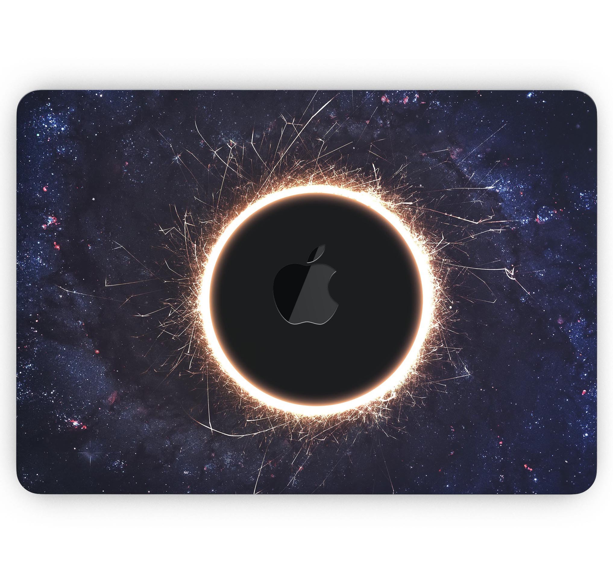 Glowing Black Hole Skin Decal Wrap Kit for Apple MacBook, showcasing a vibrant design with a snug fit.