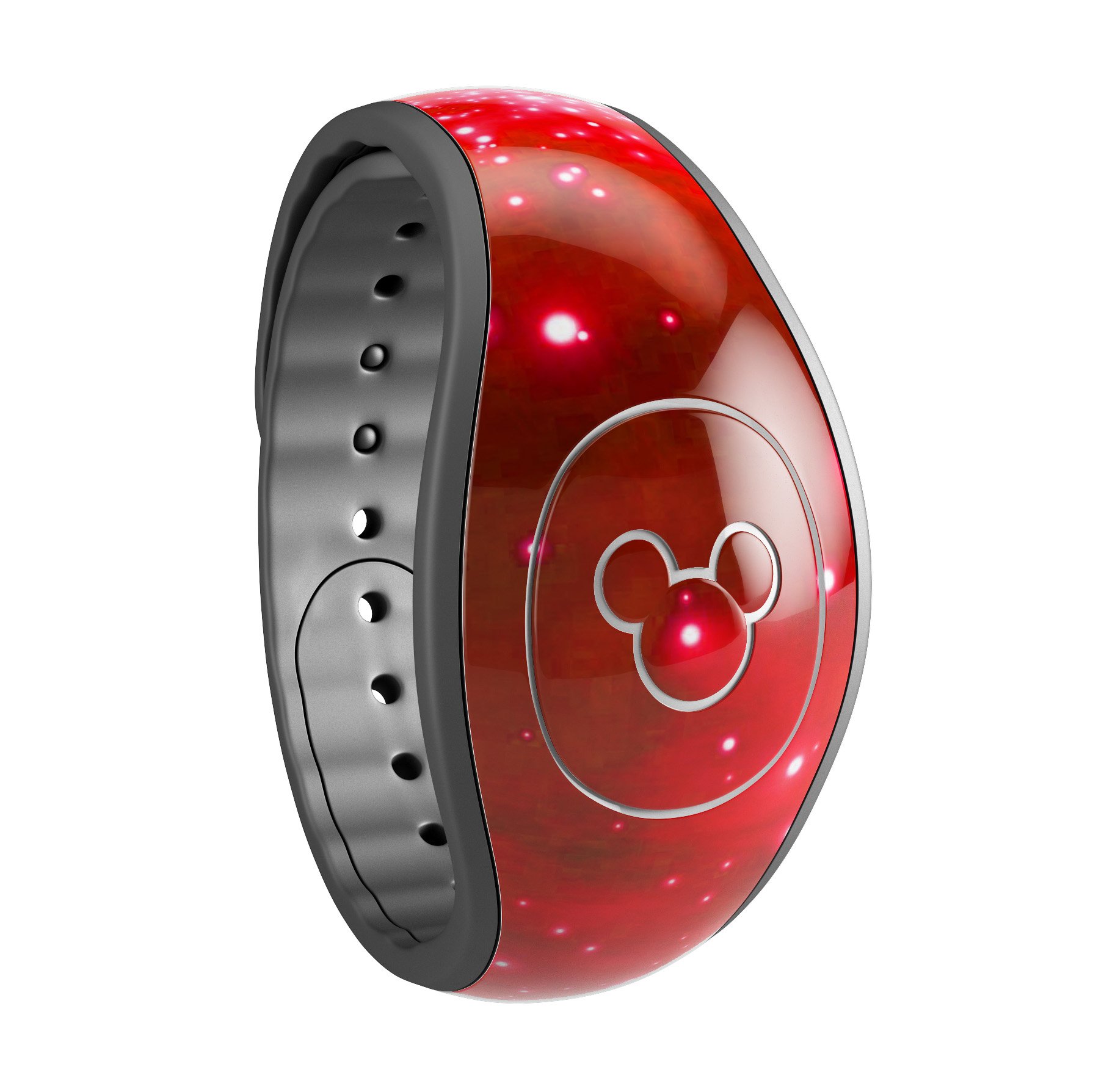 Glowing Bright Red Orbs of Light decal skin wrap kit for Disney Magic Band, showcasing vibrant red orbs on a sleek surface.