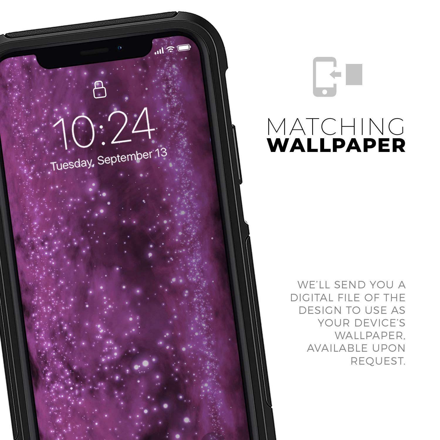 Glowing Hot Pink V2 Orbs of Light skin kit for iPhone OtterBox, showcasing vibrant color and sleek design.