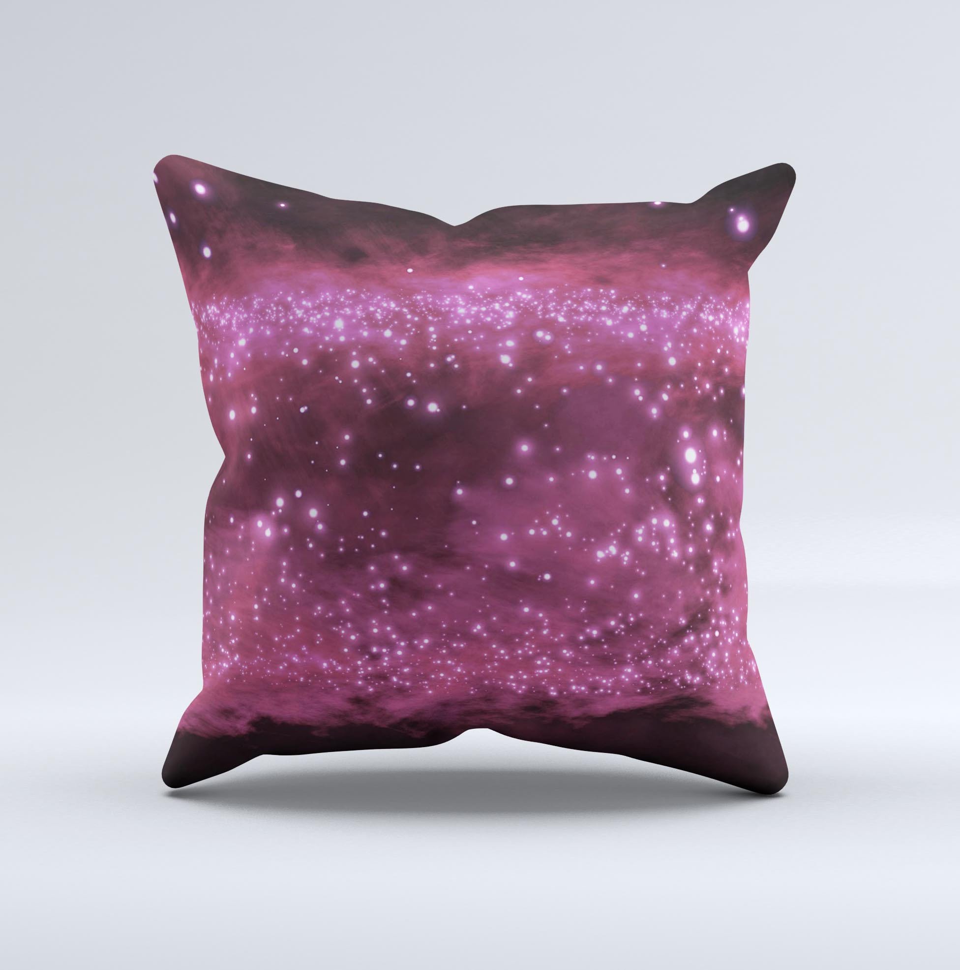 Glowing Hot Pink V3 Orbs of Light decorative throw pillow with vibrant colors and unique handcrafted design.