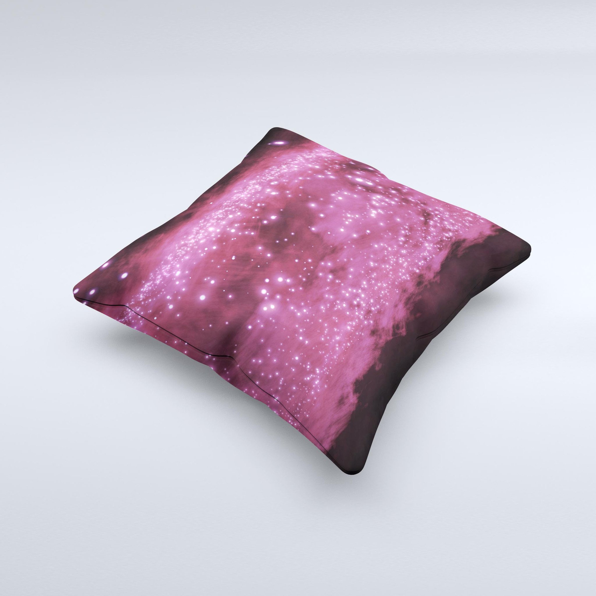 Glowing Hot Pink V3 Orbs of Light decorative throw pillow with vibrant colors and unique handcrafted design.