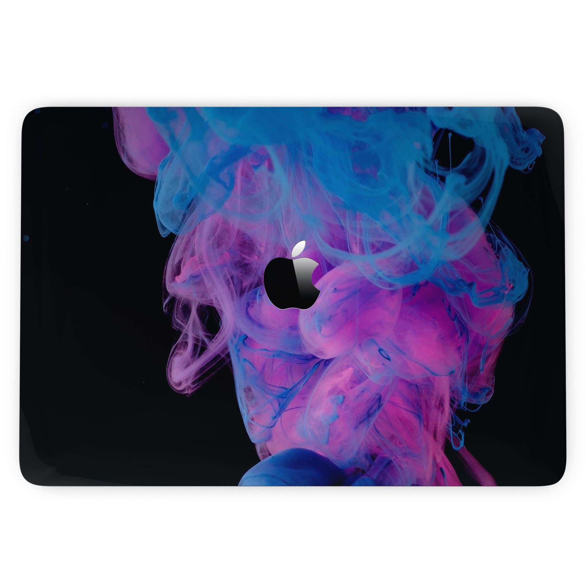 Glowing Pink and Blue CloudSwirl skin for 13" MacBook Pro without Touch Bar, showcasing vibrant colors and sleek design.