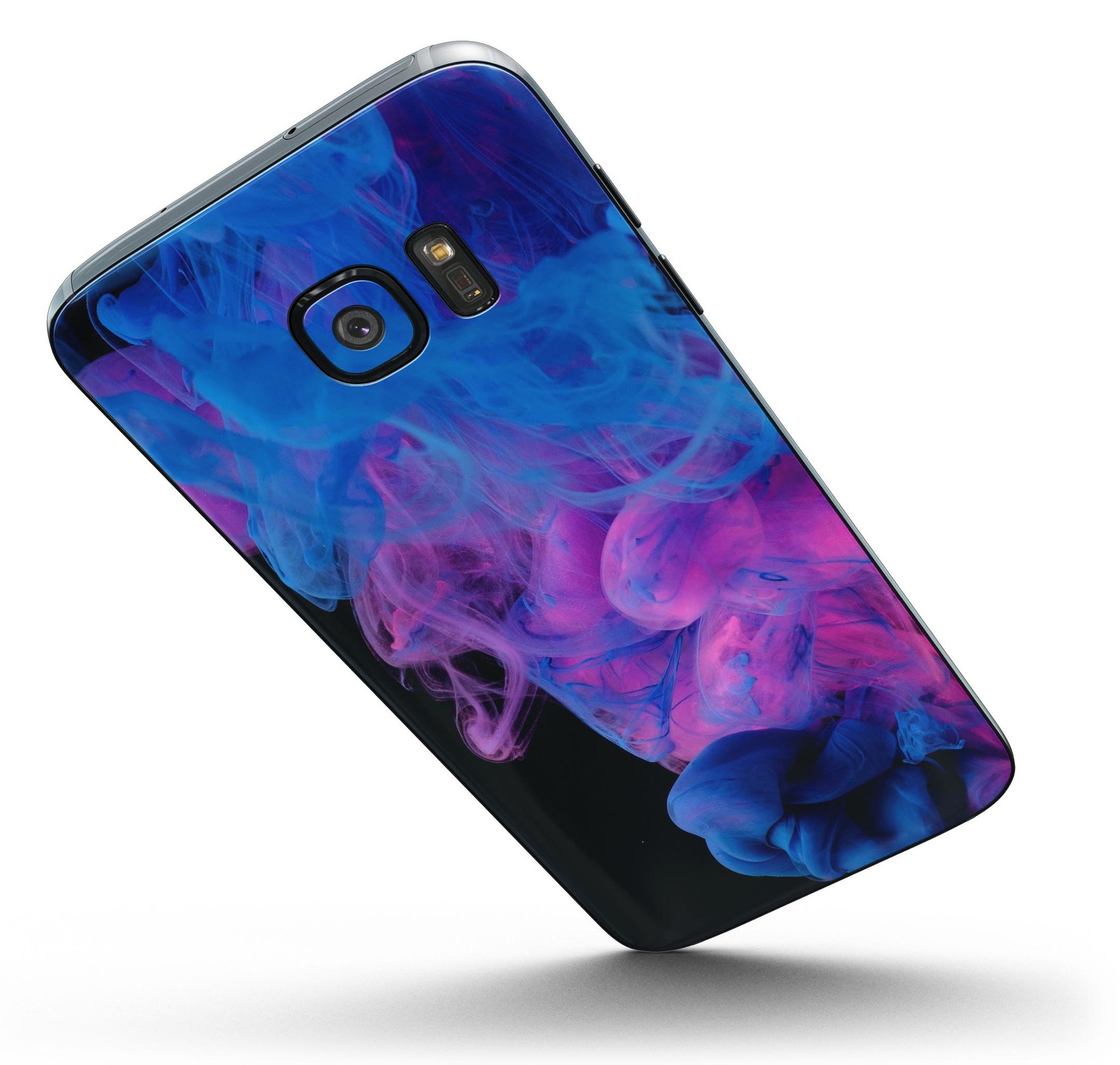 Glowing Pink and Blue CloudSwirl Skin-Kit for Samsung Galaxy S7/S7 Edge, showcasing vibrant colors and premium vinyl material.