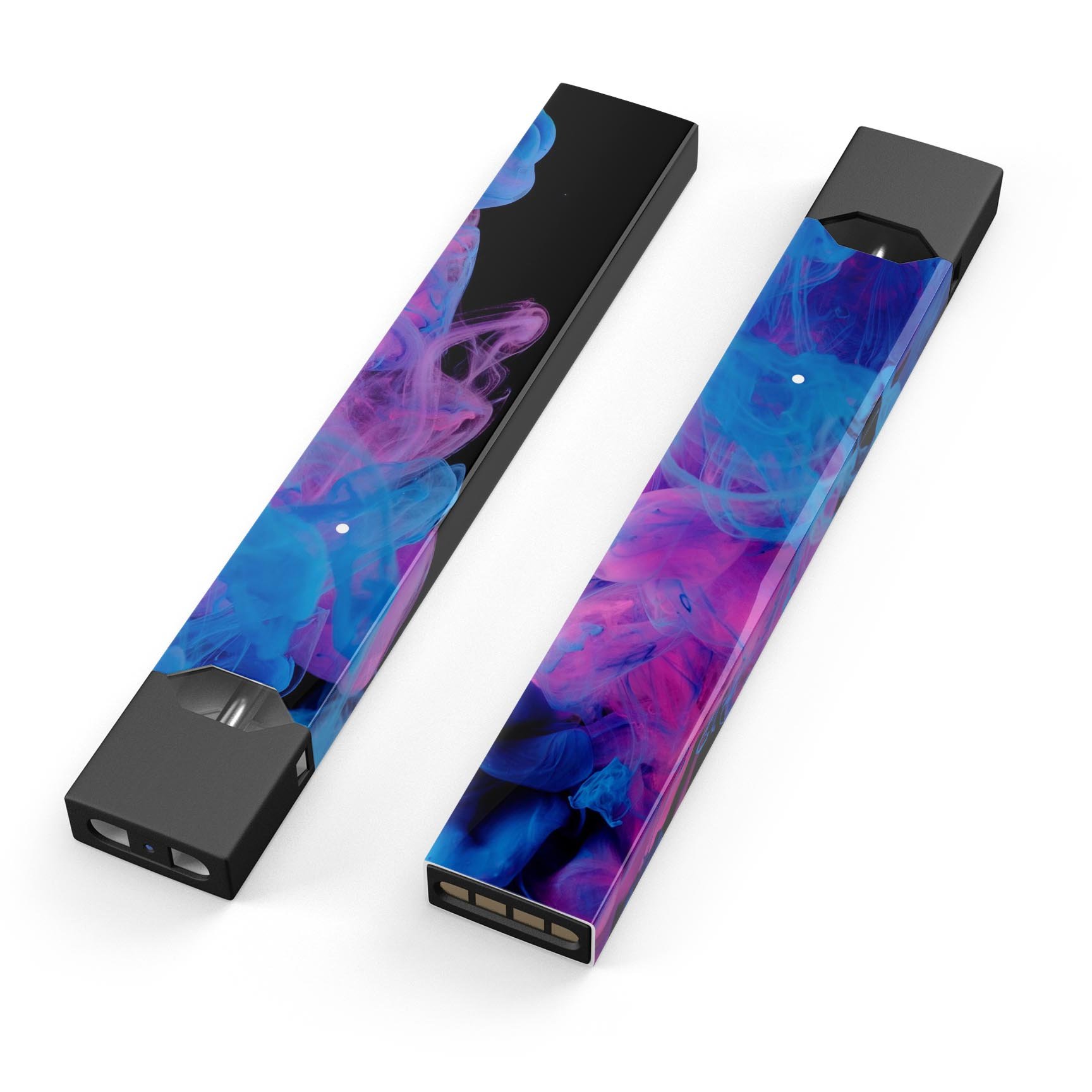 Glowing Pink and Blue CloudSwirl skin-wrap for JUUL device, showcasing vibrant colors and sleek design.