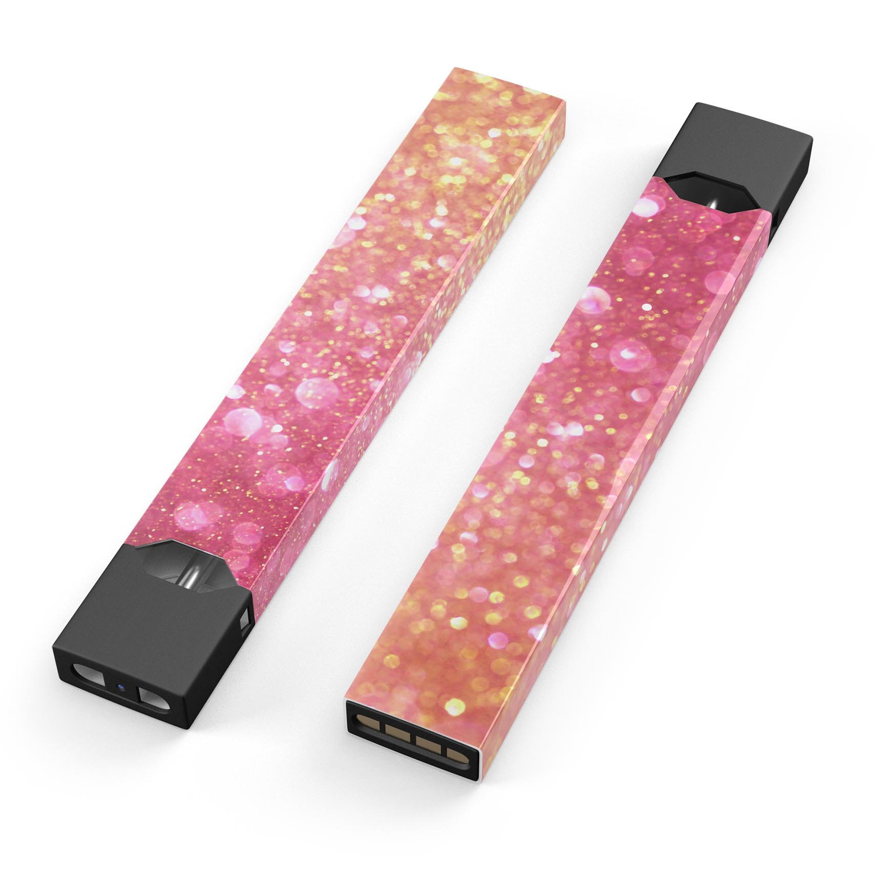 Glowing Pink and Gold Orbs of Light decal on a JUUL vaping device, showcasing vibrant colors and sleek design.