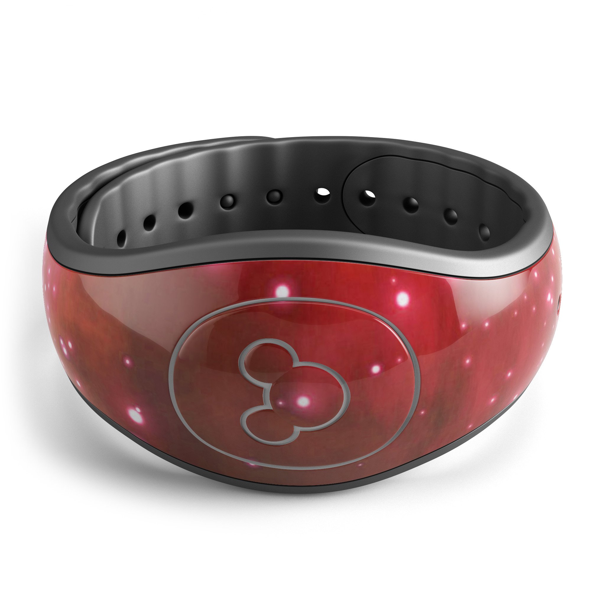 Glowing Red Orbs of Light decal skin wrap kit for Disney Magic Band, showcasing vibrant colors and intricate design.