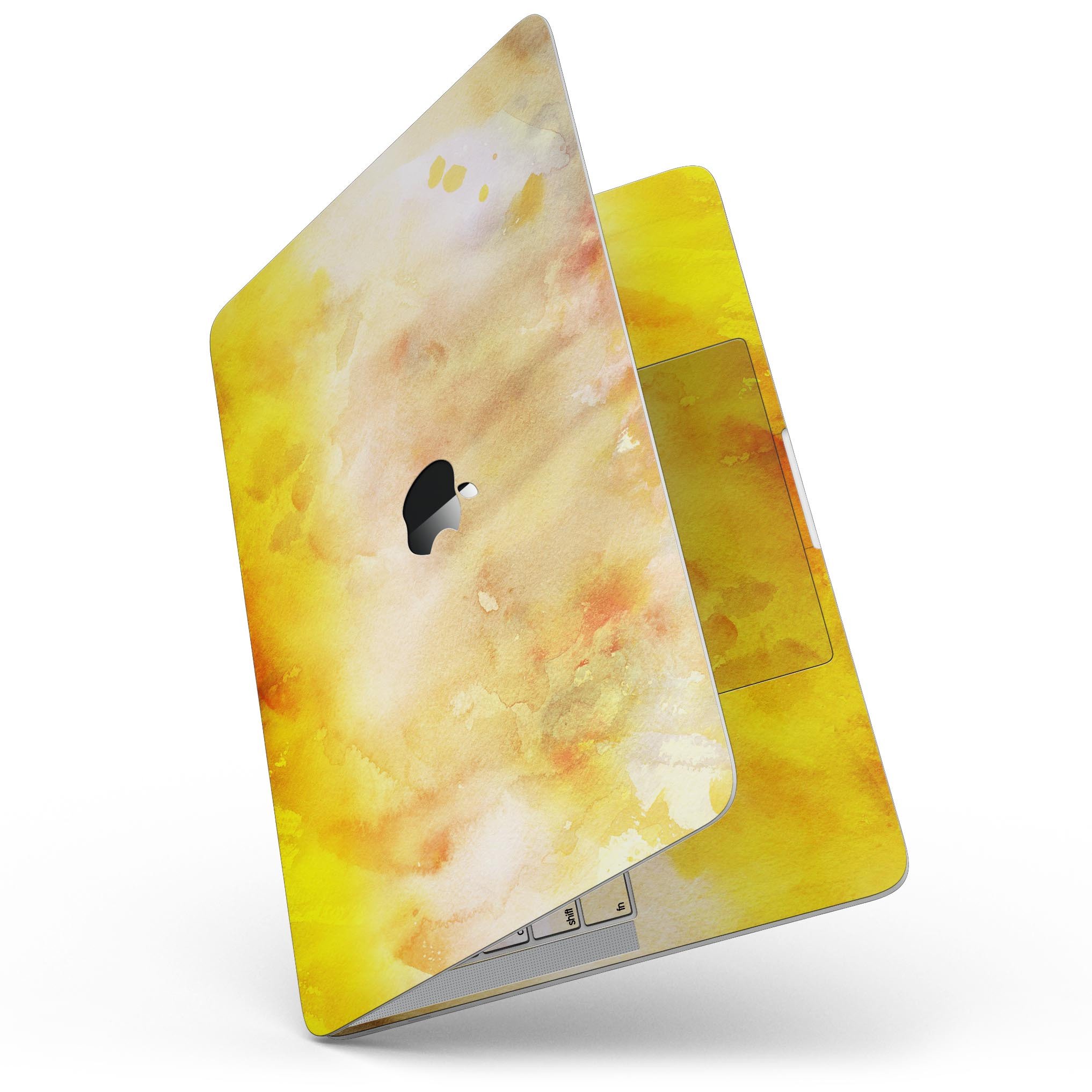 Gold 76 Absorbed Watercolor Texture skin for MacBook Pro with Touch Bar, showcasing vibrant colors and a sleek design.