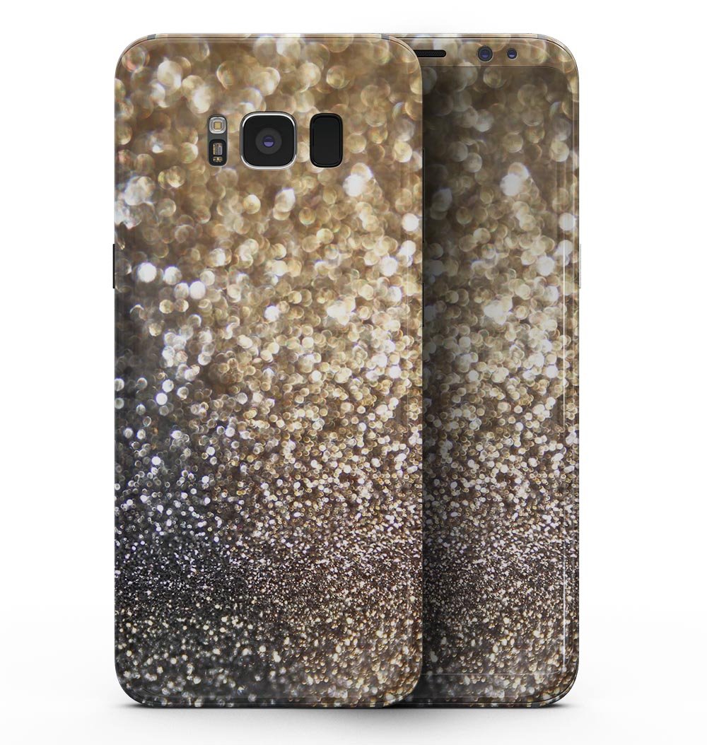 Gold and Black Unfocused Glimmering RainFall skin for Samsung Galaxy S8, showcasing a stylish design with a glimmering effect.
