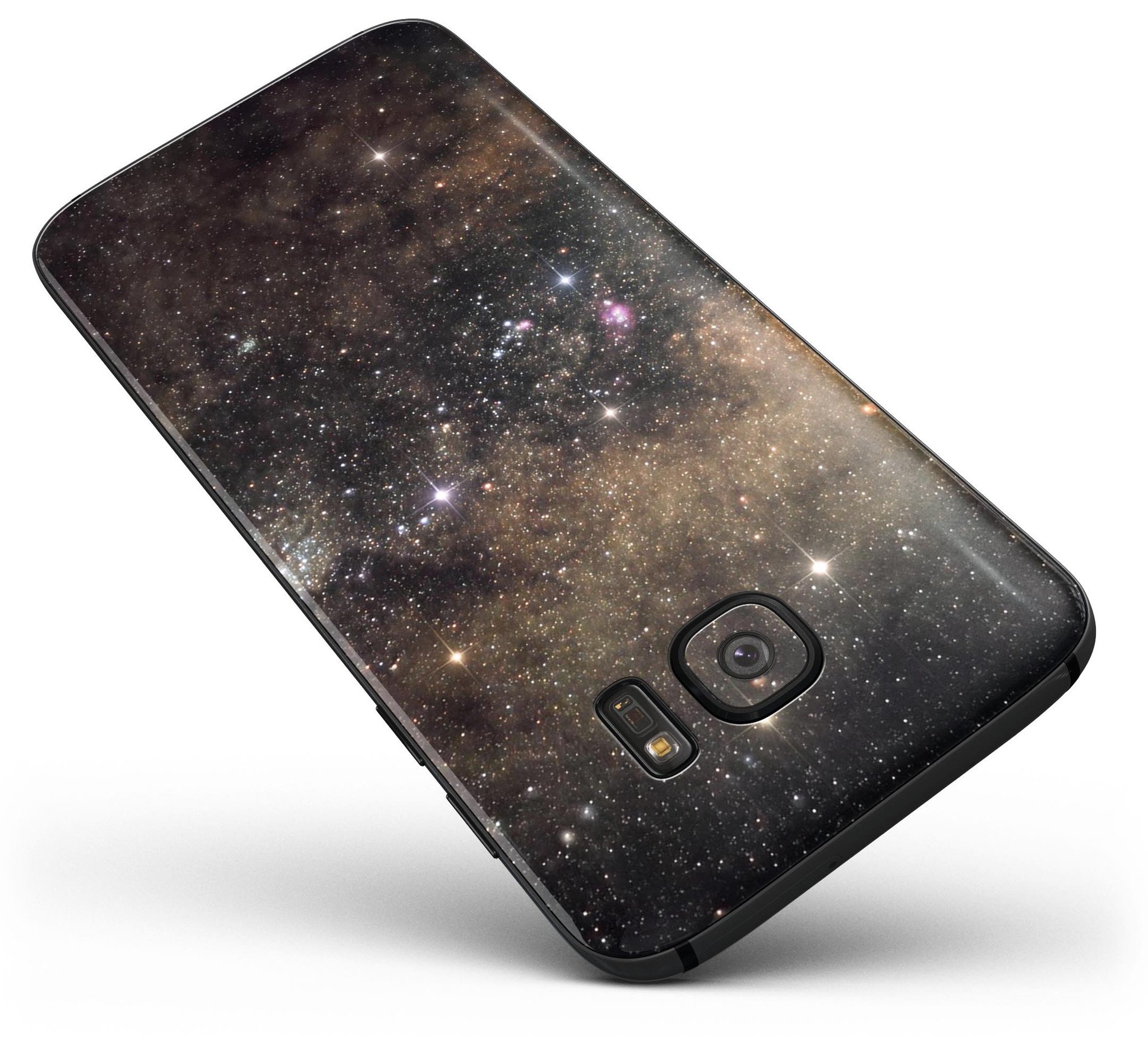 Gold Aura Space Full Body Skin-Kit for Samsung Galaxy S7 and S7 Edge, showcasing a sleek design and premium vinyl material.