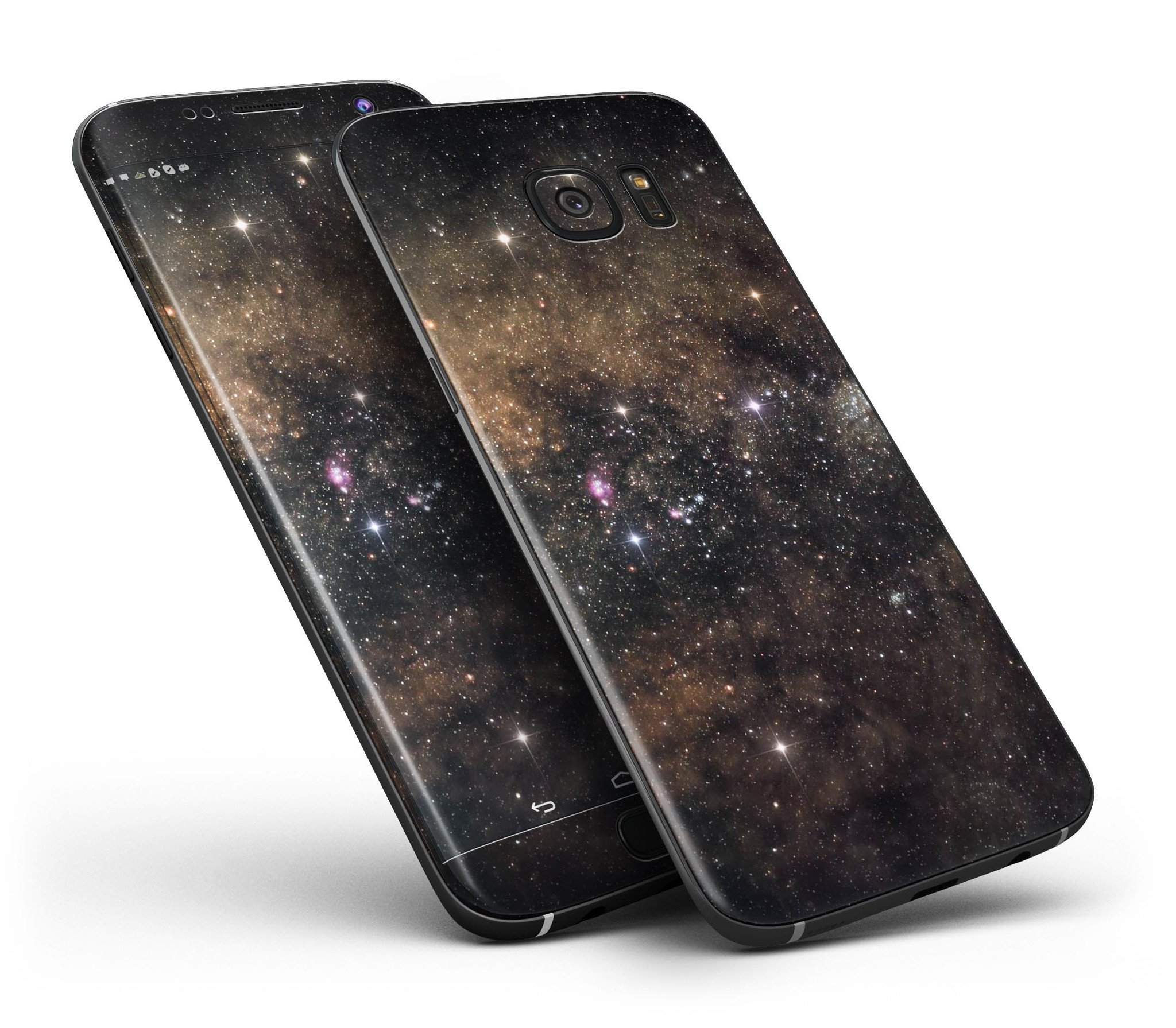 Gold Aura Space Full Body Skin-Kit for Samsung Galaxy S7 and S7 Edge, showcasing a sleek design and premium vinyl material.