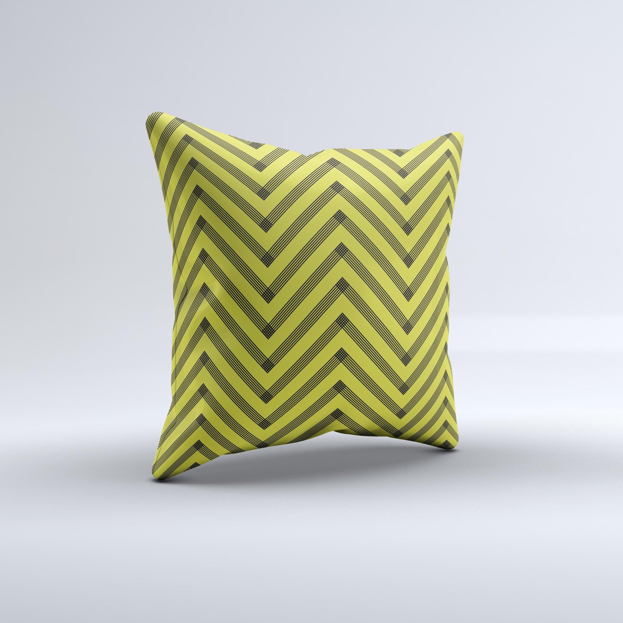 Gold and black decorative throw pillow featuring a chevron sketch design, handcrafted in Virginia with high-quality materials.