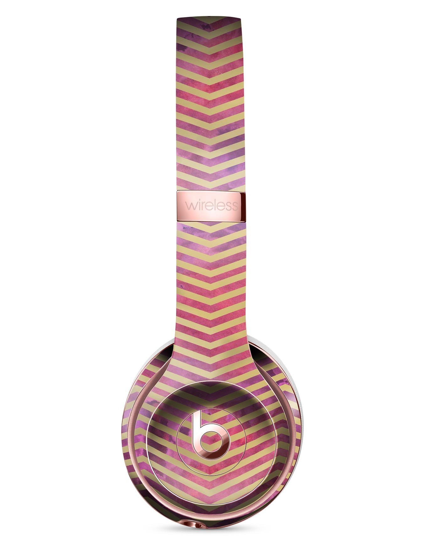 Gold Chevron Over Abstract Fumes Full-Body Skin Kit for Beats by Dre Solo 3 Wireless Headphones, showcasing stylish design and premium quality.