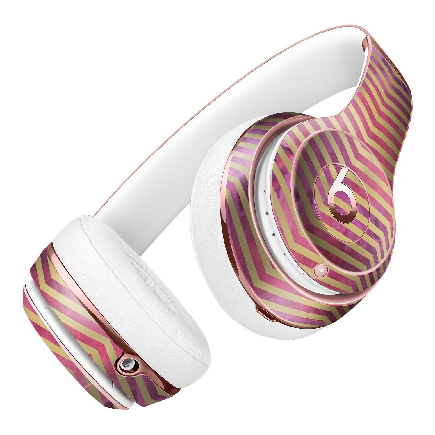 Gold Chevron Over Abstract Fumes Full-Body Skin Kit for Beats by Dre Solo 3 Wireless Headphones, showcasing stylish design and premium quality.