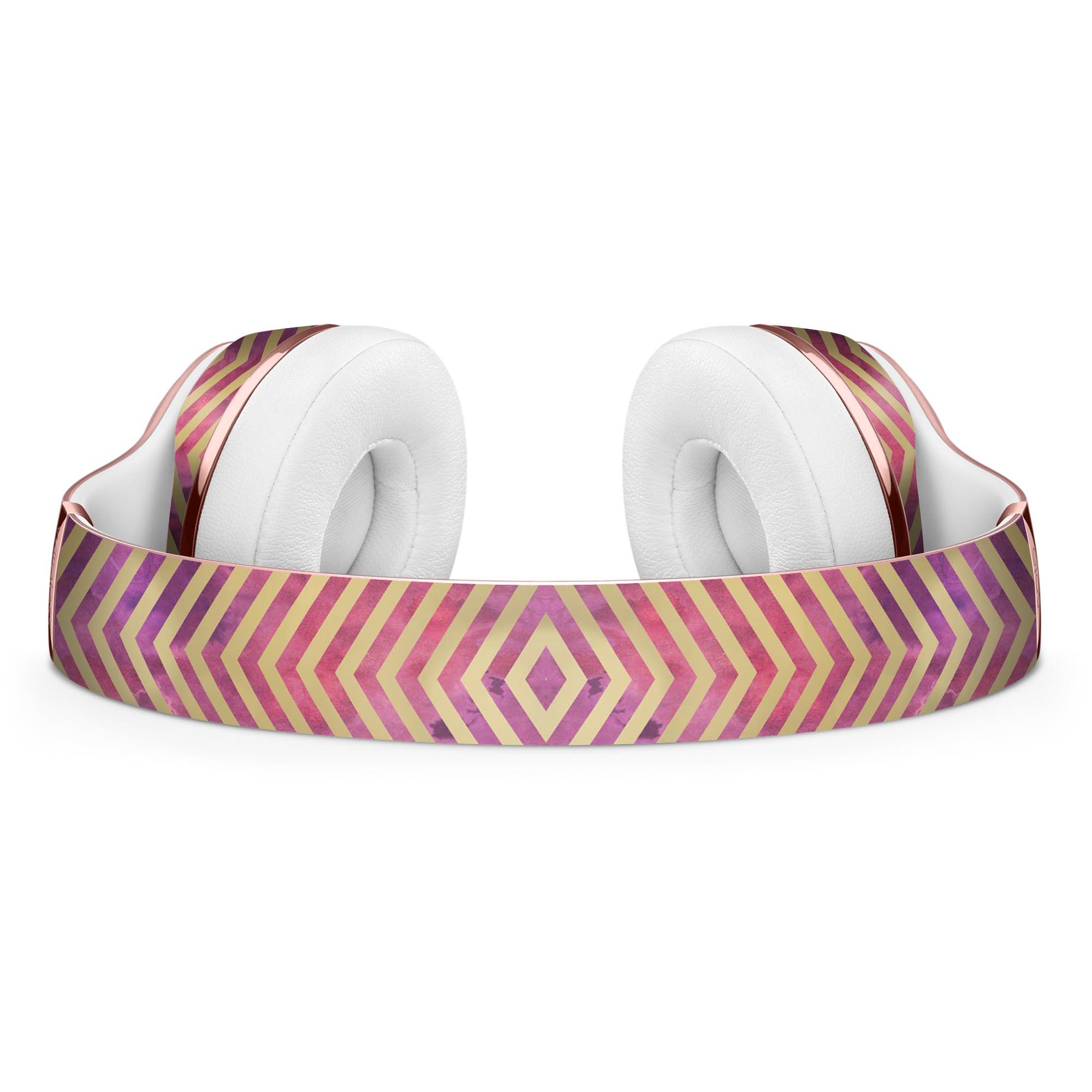 Gold Chevron Over Abstract Fumes Full-Body Skin Kit for Beats by Dre Solo 3 Wireless Headphones, showcasing stylish design and premium quality.