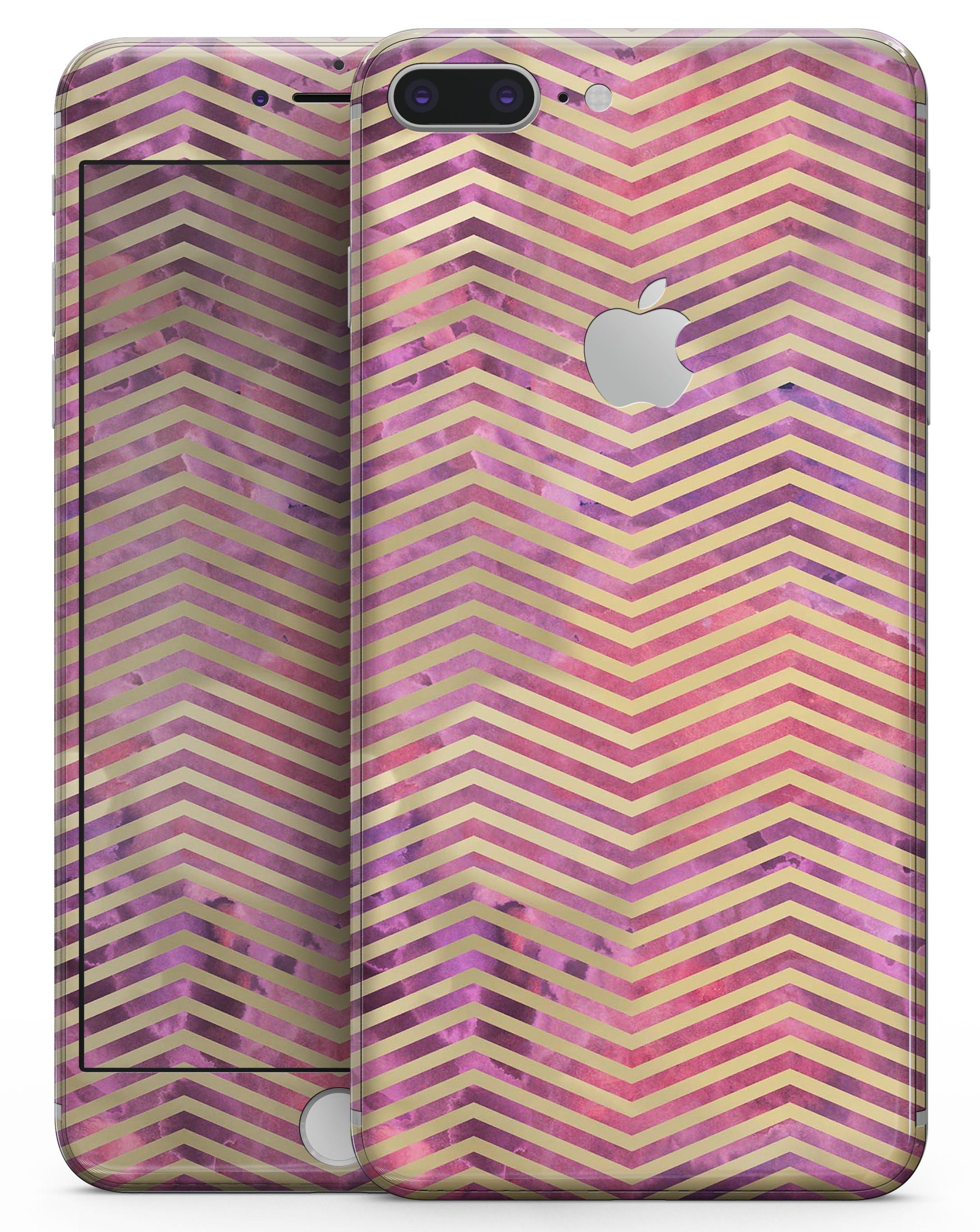 Gold Chevron Skin-kit for iPhone 8 and 8 Plus, showcasing an abstract design with vibrant colors.