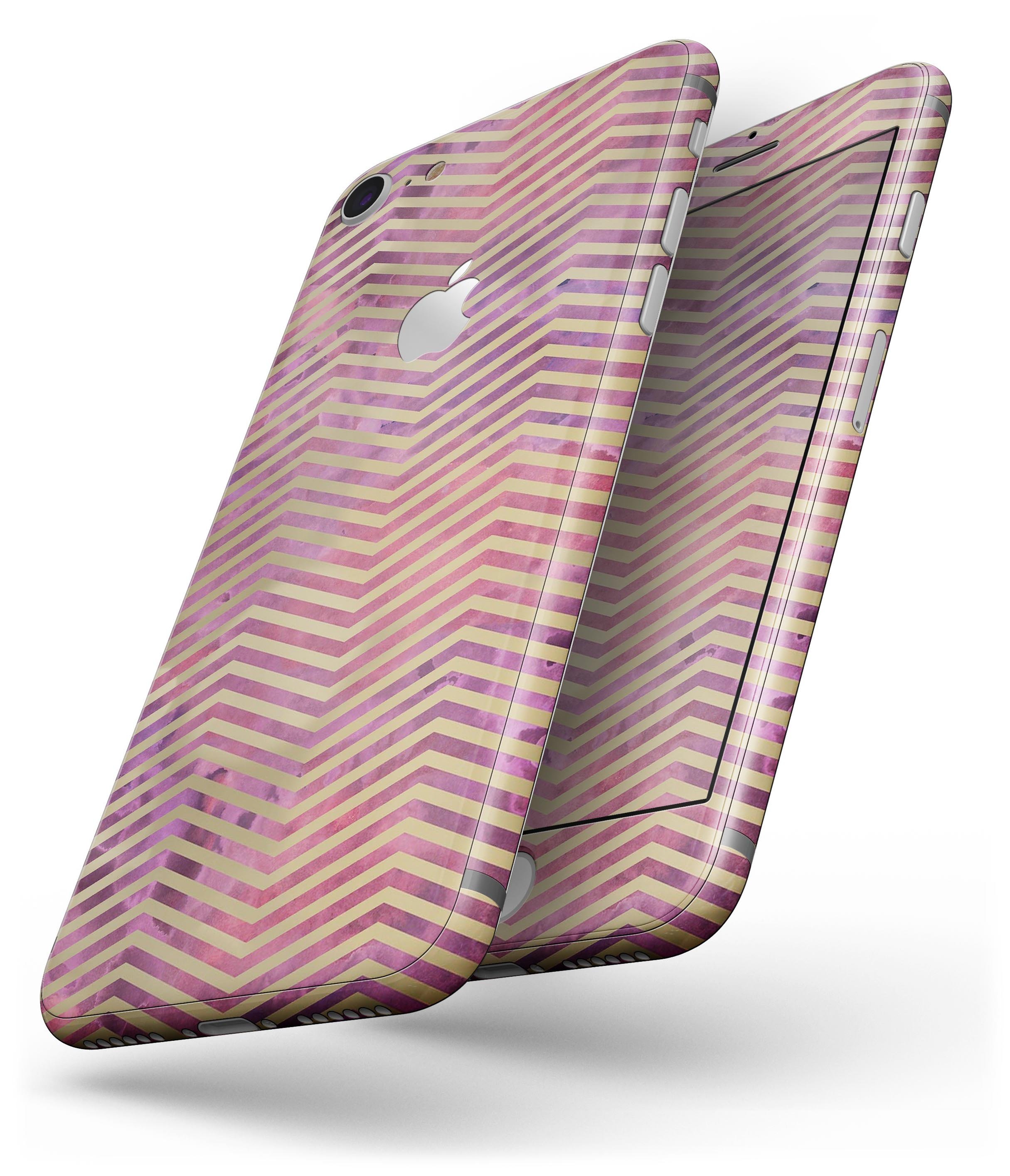 Gold Chevron Skin-kit for iPhone 8 and 8 Plus, showcasing an abstract design with vibrant colors.