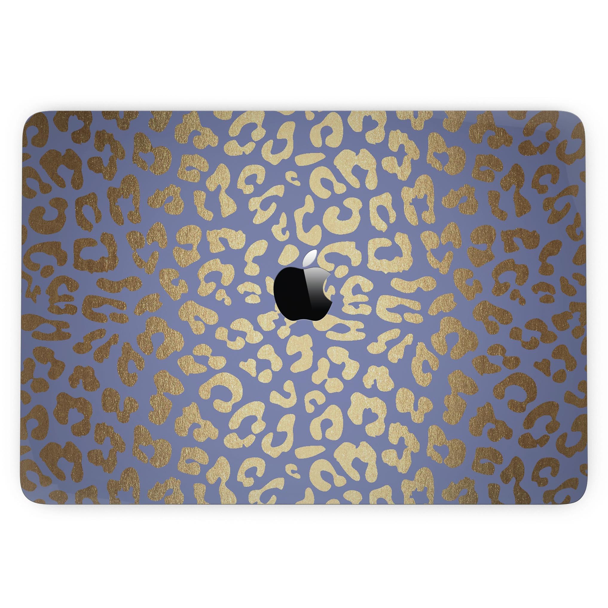 Gold Flaked Animal Blue skin kit for MacBook Pro with Touch Bar, showcasing vibrant colors and premium vinyl material.
