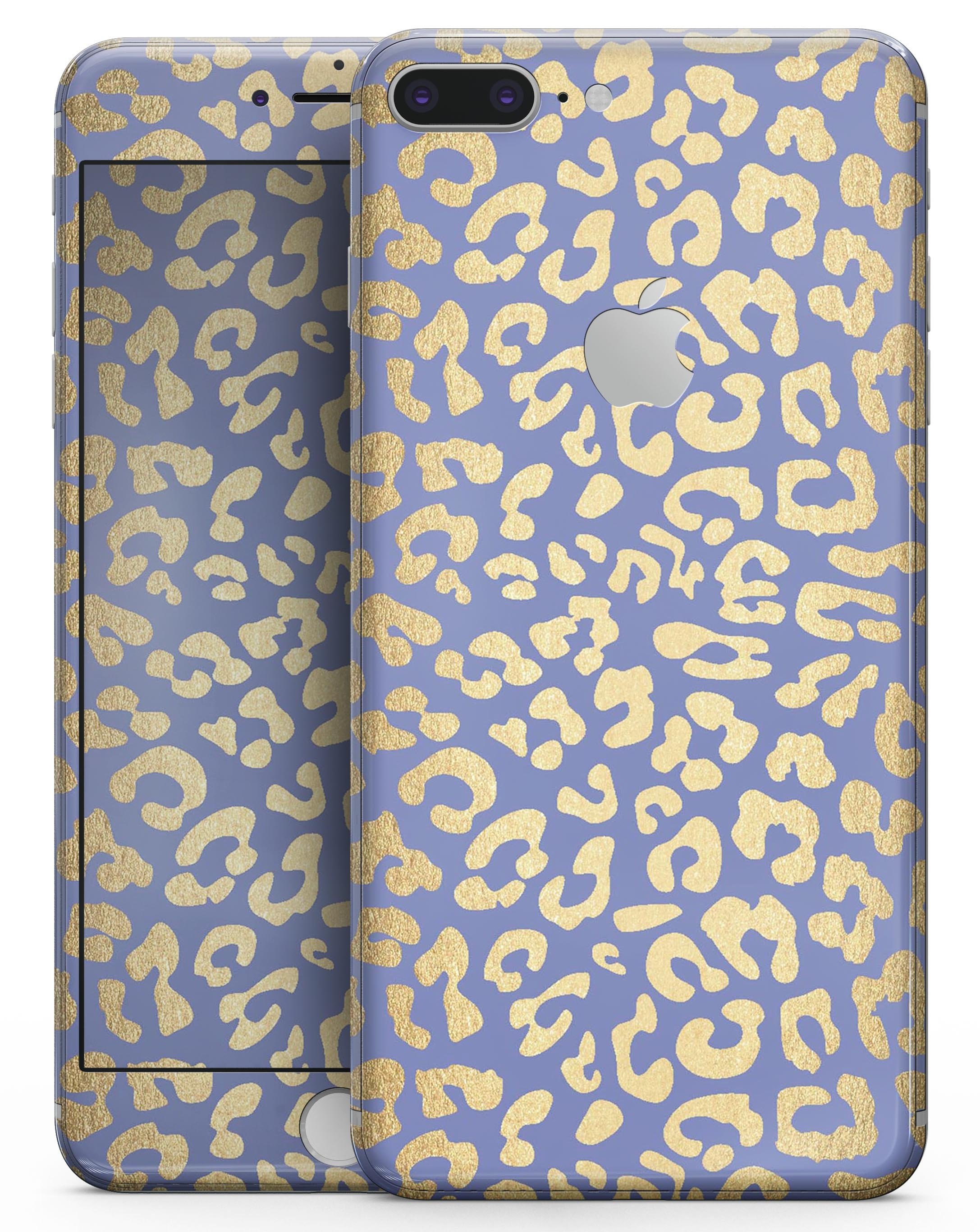 Gold Flaked Animal Blue Skin-kit for iPhone 8 and 8 Plus, showcasing a stylish design with a premium vinyl finish.