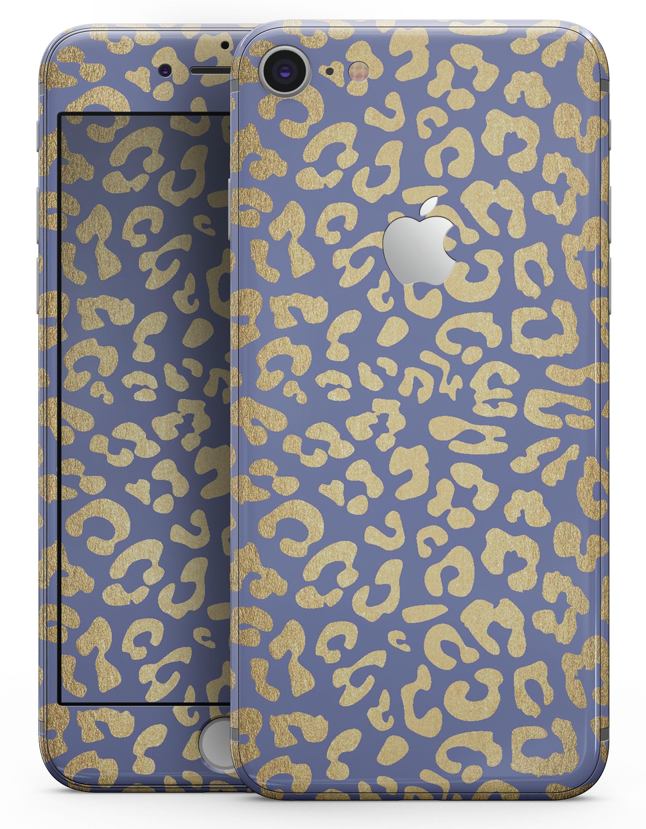 Gold Flaked Animal Blue Skin-kit for iPhone 8 and 8 Plus, showcasing a stylish design with a premium vinyl finish.