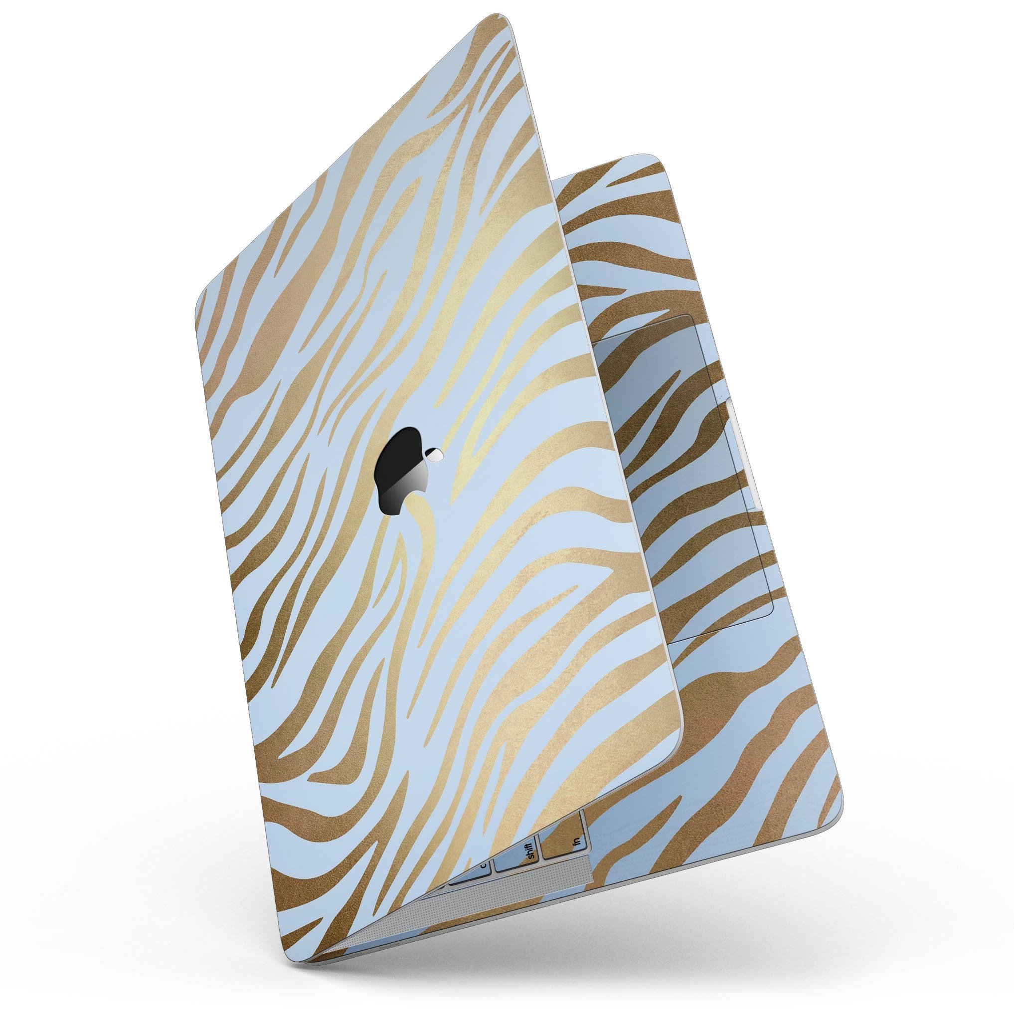 Gold Flaked Animal Blue Zebra skin for 13" MacBook Pro without Touch Bar, showcasing vibrant colors and unique design.