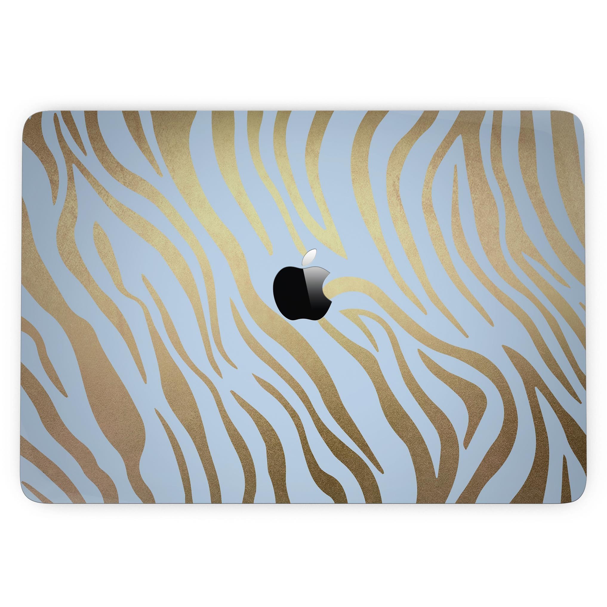Gold Flaked Animal Blue Zebra skin for 13" MacBook Pro without Touch Bar, showcasing vibrant colors and unique design.