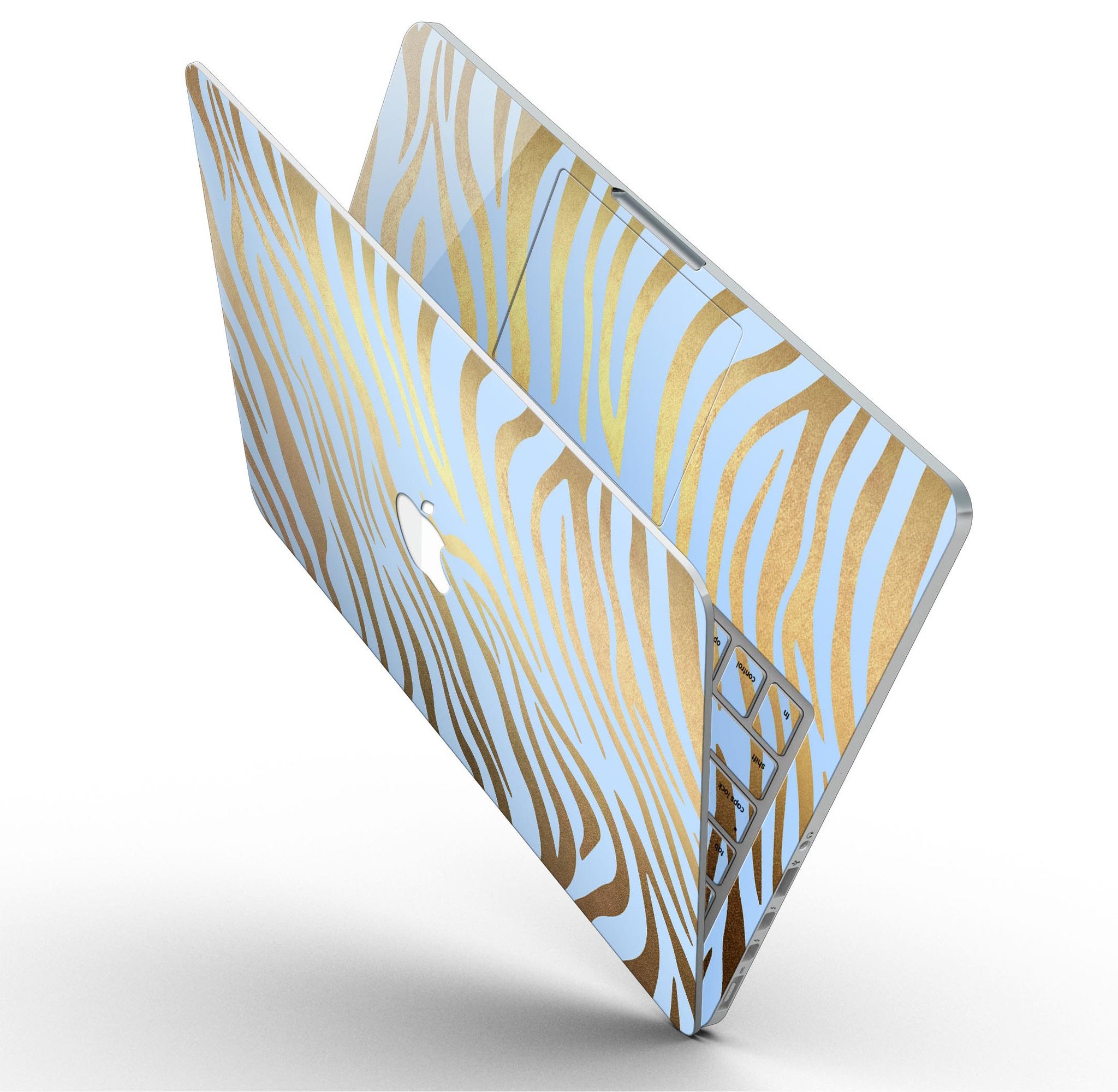 Gold Flaked Animal Blue Zebra skin for MacBook Pro with Retina Display, showcasing vibrant colors and unique design.