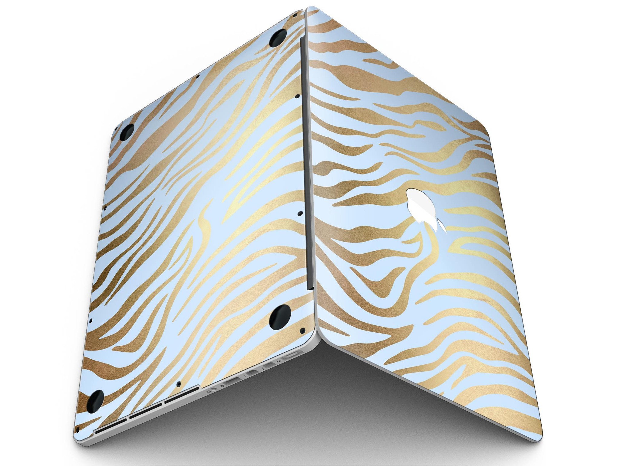 Gold Flaked Animal Blue Zebra skin for MacBook Pro with Retina Display, showcasing vibrant colors and unique design.