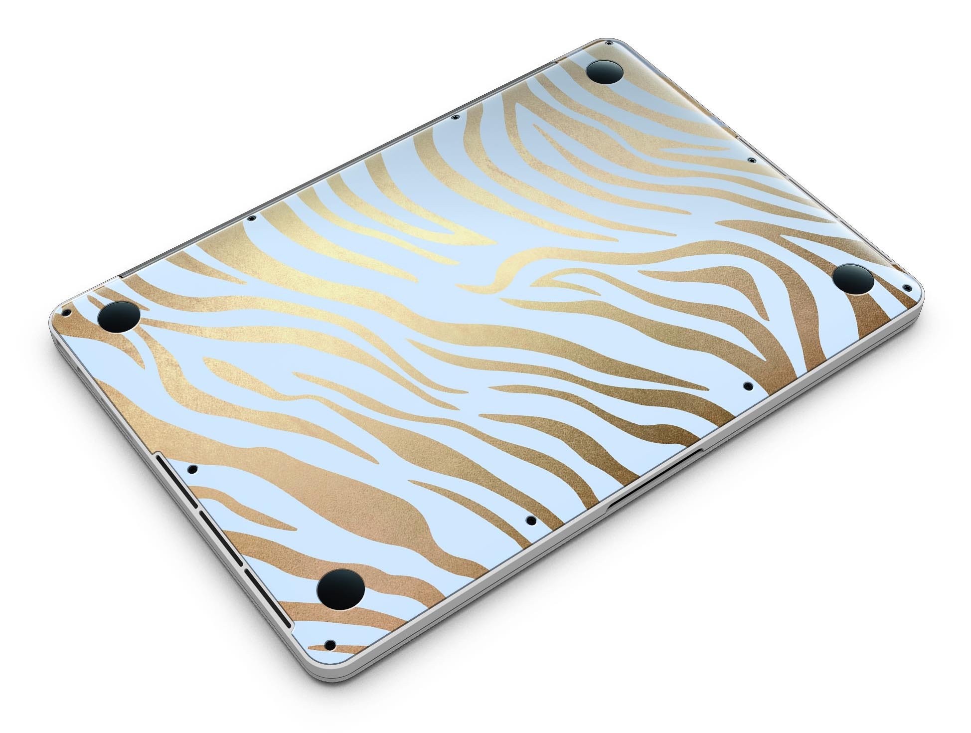 Gold Flaked Animal Blue Zebra skin for MacBook Pro with Retina Display, showcasing vibrant colors and unique design.