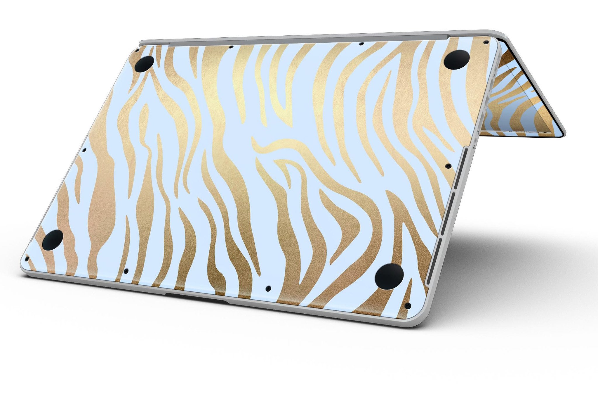Gold Flaked Animal Blue Zebra skin for MacBook Pro with Retina Display, showcasing vibrant colors and unique design.