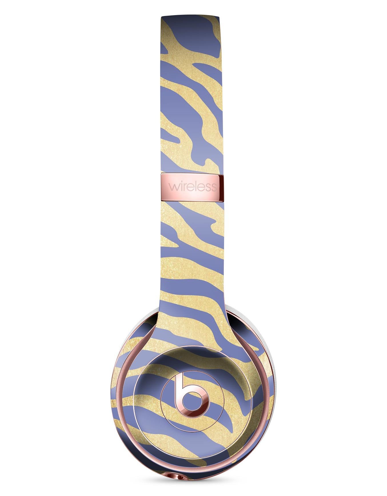 Gold Flaked Animal Blue Zebra Skin Kit for Beats by Dre Solo 3 Wireless Headphones, showcasing vibrant colors and unique design.