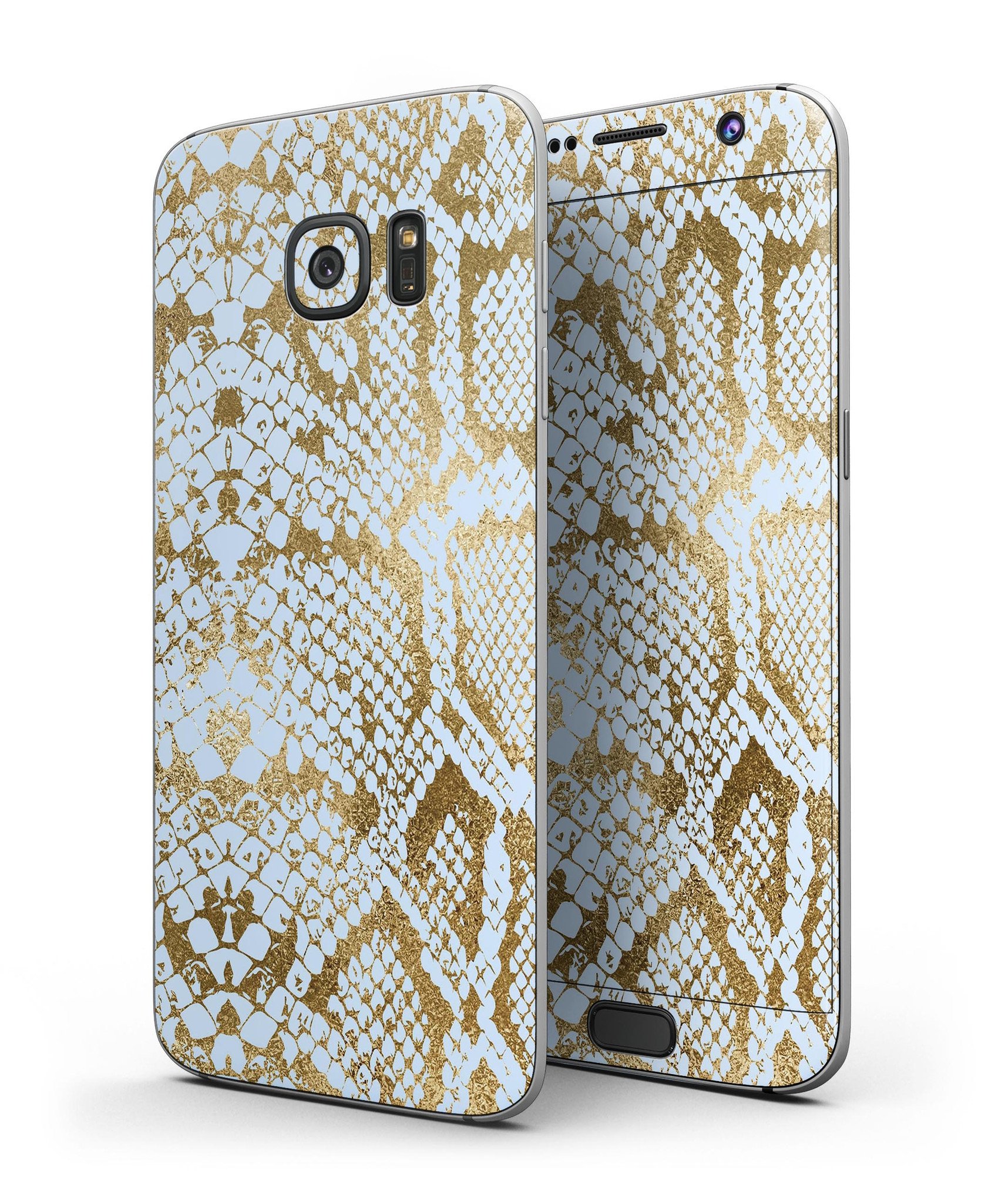 Gold Flaked Animal Laced Full Body Skin-Kit for Samsung Galaxy S7 and S7 Edge, showcasing a stylish design and premium vinyl material.