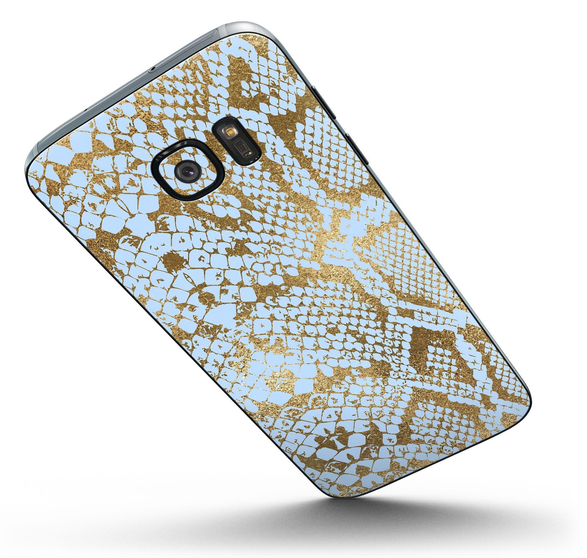 Gold Flaked Animal Laced Full Body Skin-Kit for Samsung Galaxy S7 and S7 Edge, showcasing a stylish design and premium vinyl material.