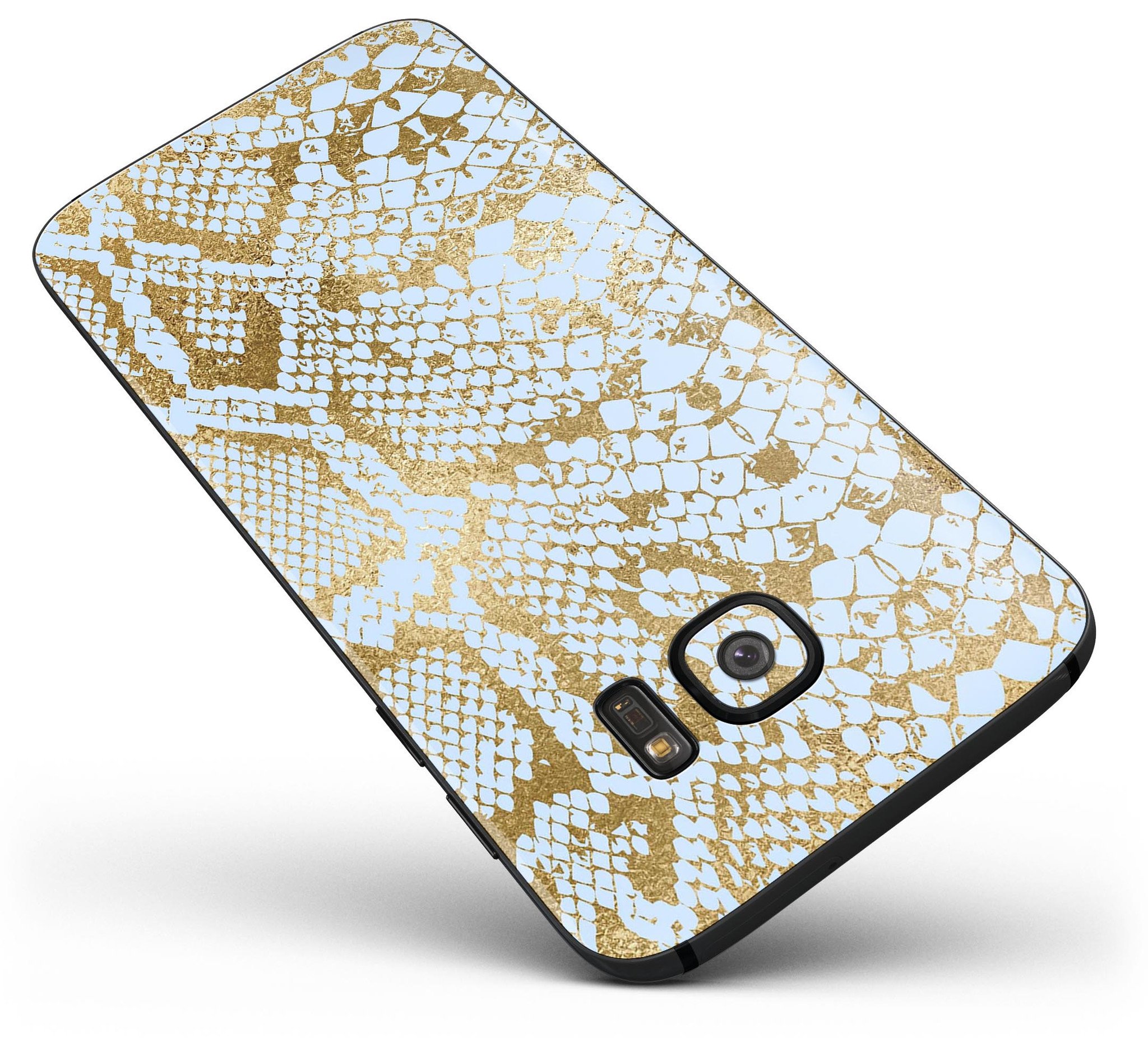 Gold Flaked Animal Laced Full Body Skin-Kit for Samsung Galaxy S7 and S7 Edge, showcasing a stylish design and premium vinyl material.