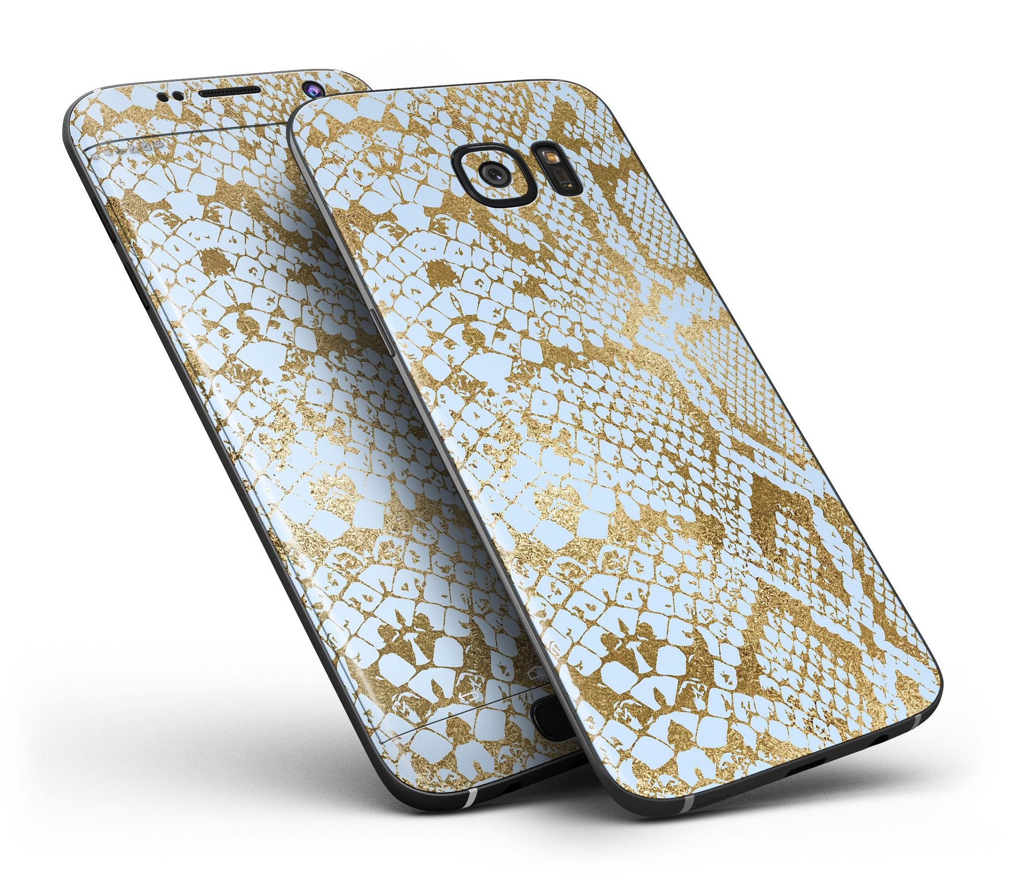 Gold Flaked Animal Laced Full Body Skin-Kit for Samsung Galaxy S7 and S7 Edge, showcasing a stylish design and premium vinyl material.