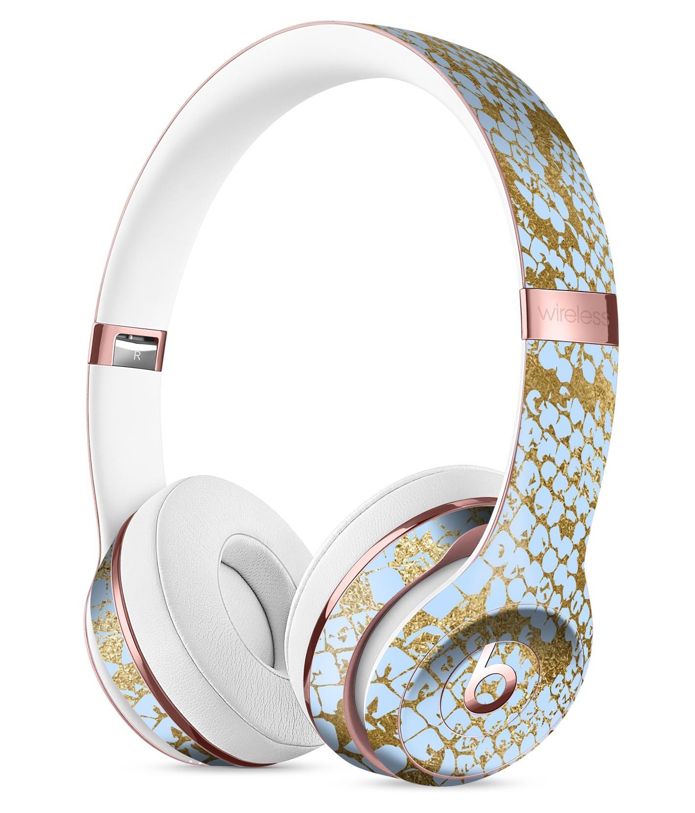 Gold Flaked Animal Laced Full-Body Skin Kit for Beats by Dre Solo 3 Wireless Headphones, showcasing a stylish design and premium vinyl material.