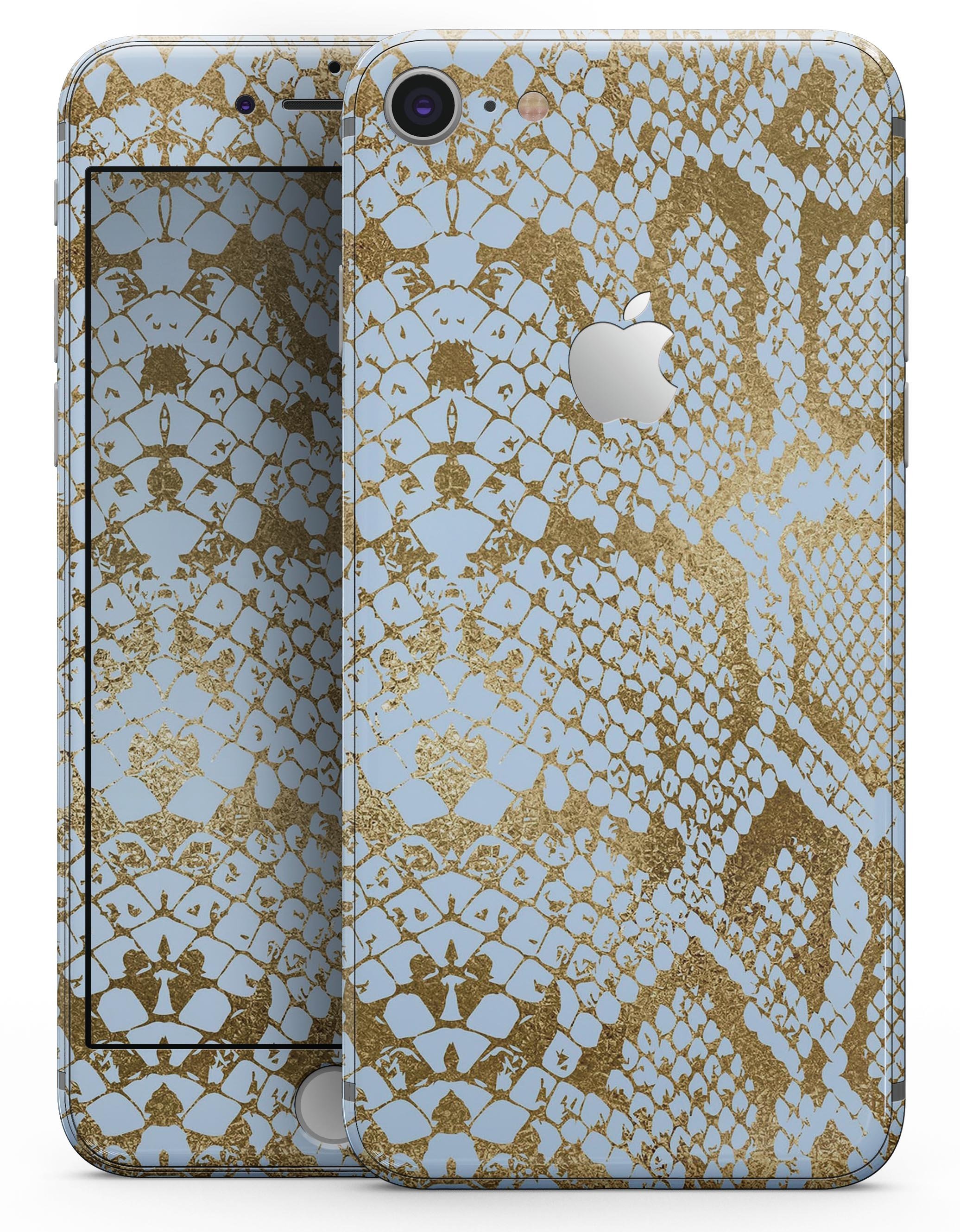 Gold Flaked Animal Laced Skin-kit for iPhone 8 and 8 Plus, showcasing a stylish design with a luxurious gold flake finish.