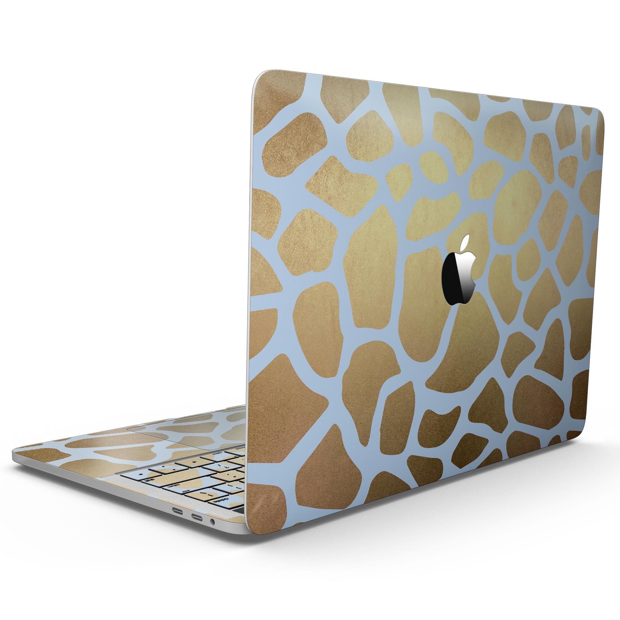 Gold Flaked Animal Skin for 13" MacBook Pro without Touch Bar, showcasing a stylish design with premium vinyl material.