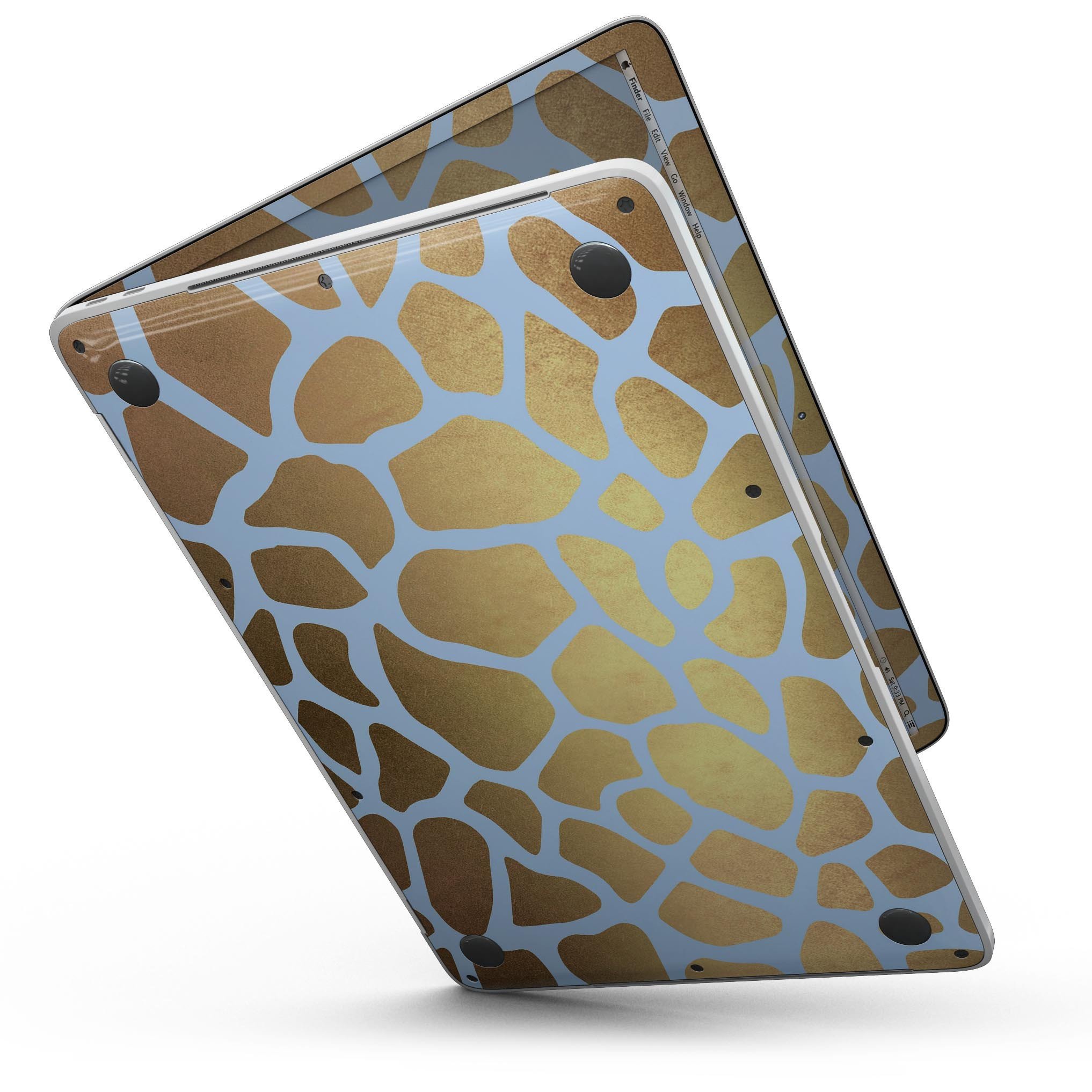 Gold Flaked Animal Skin for 13" MacBook Pro without Touch Bar, showcasing a stylish design with premium vinyl material.