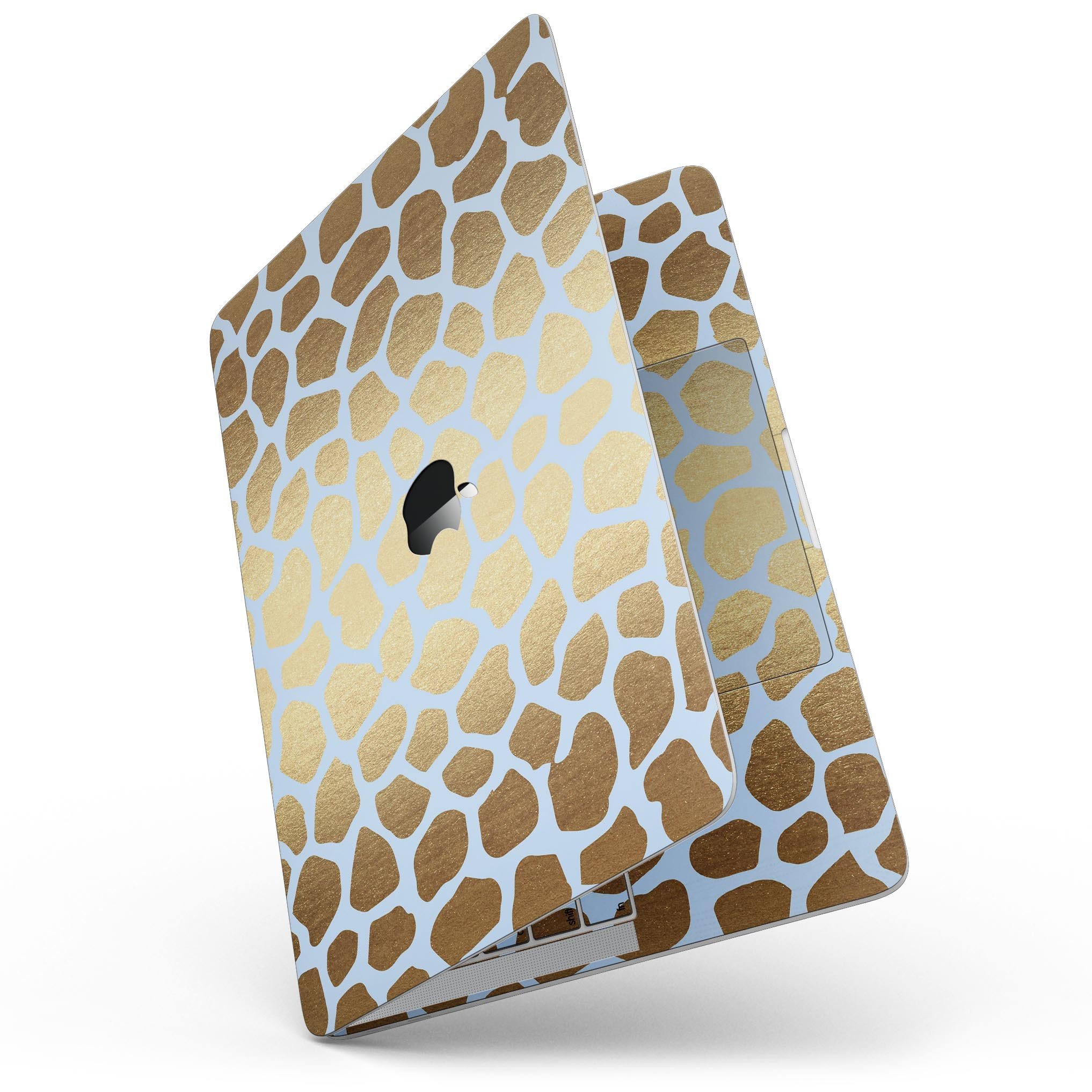 Gold Flaked Animal skin for 13" MacBook Pro without Touch Bar, showcasing vibrant gold flakes on a stylish animal print design.