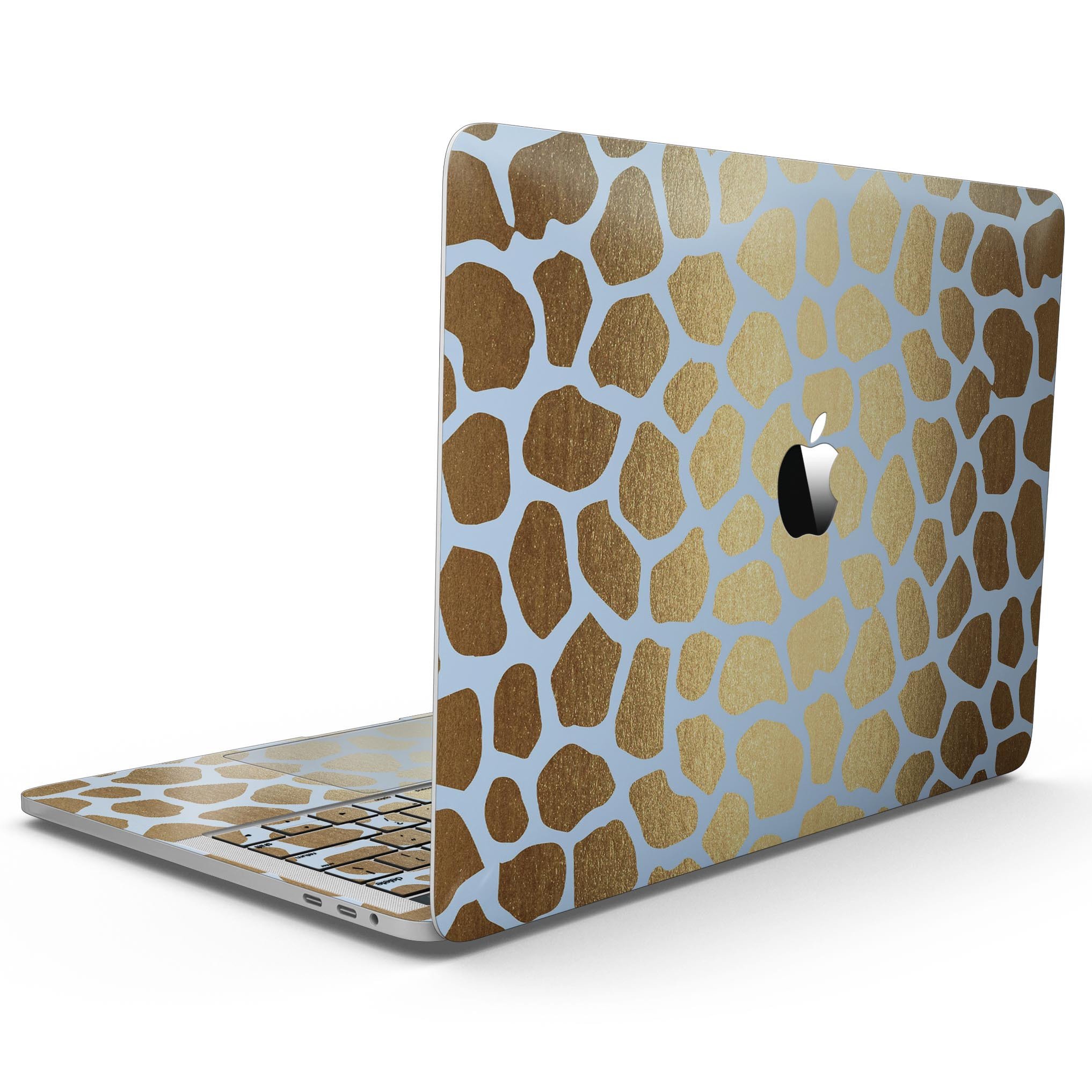 Gold Flaked Animal skin for 13" MacBook Pro without Touch Bar, showcasing vibrant gold flakes on a stylish animal print design.